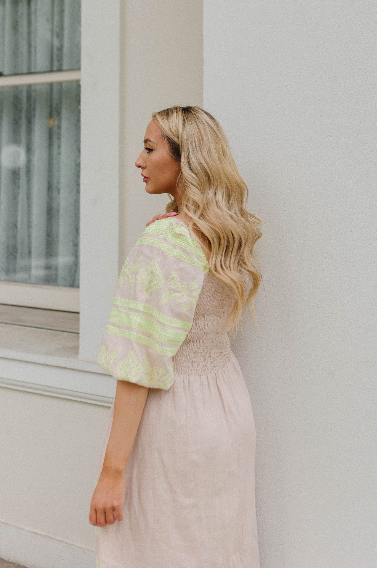 embroidered midi dress