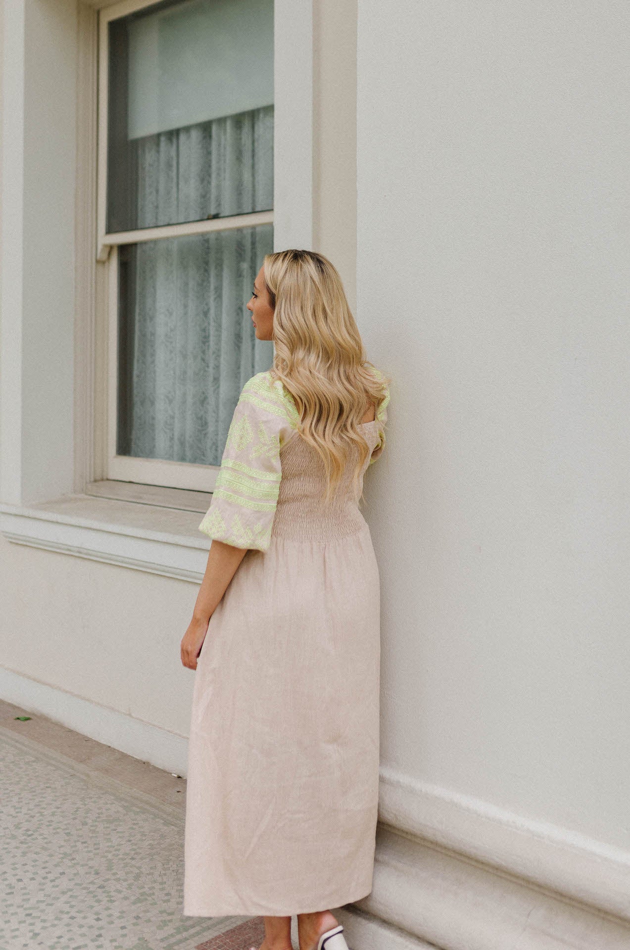 midi dress with embroidery