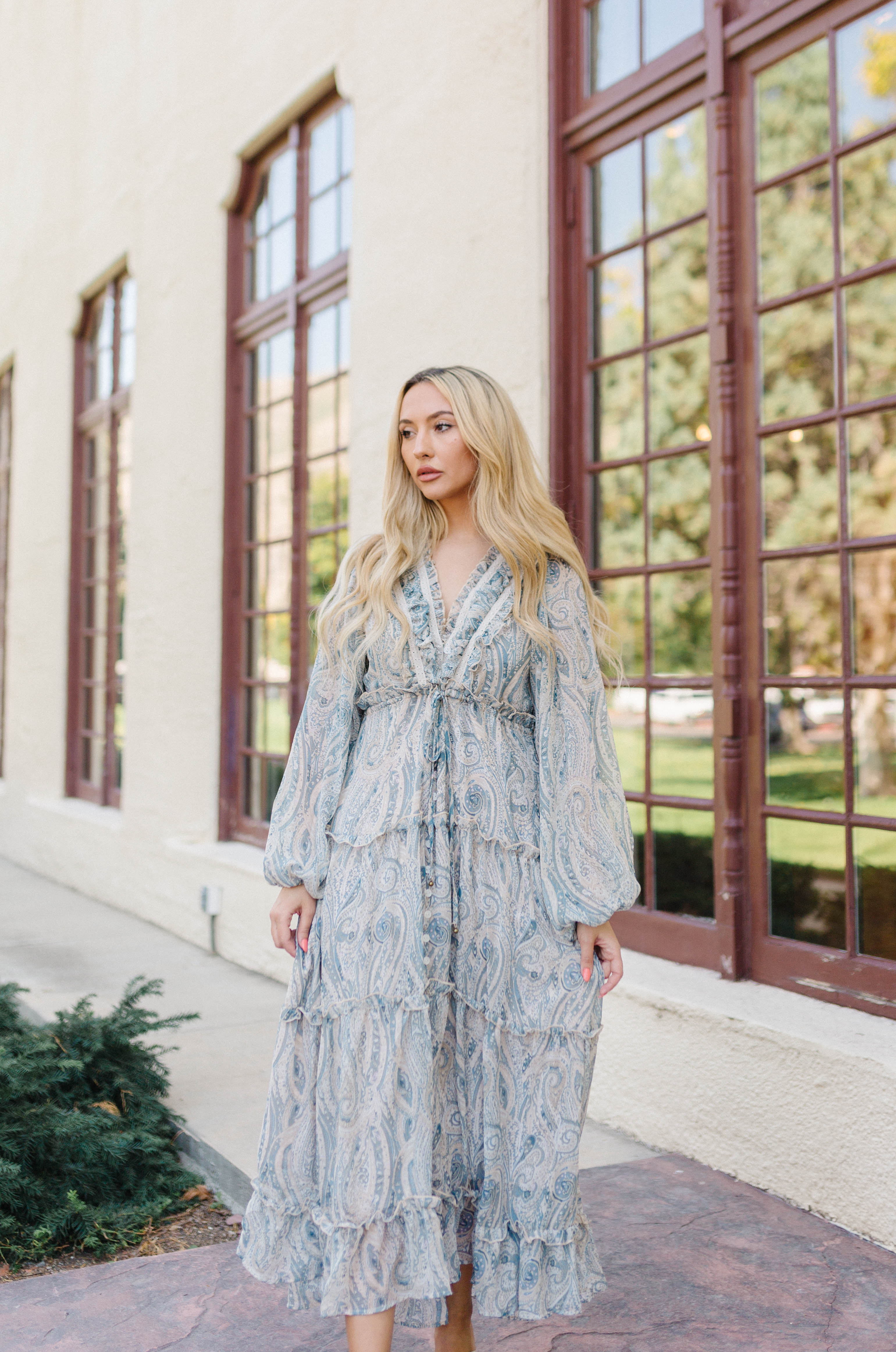 Bohemian Blues Dress - Creamy Blue