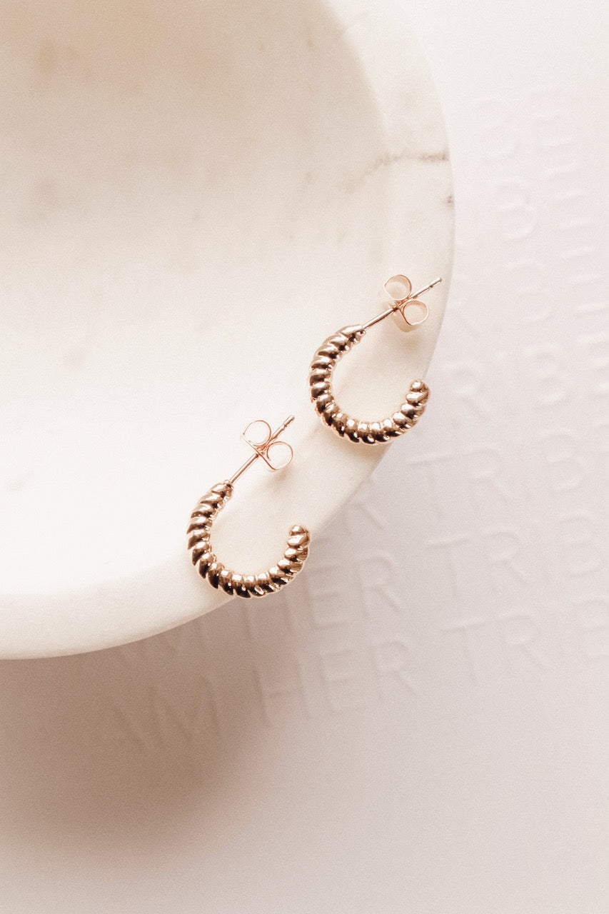 Twisted Huggie Mini Hoop Earrings