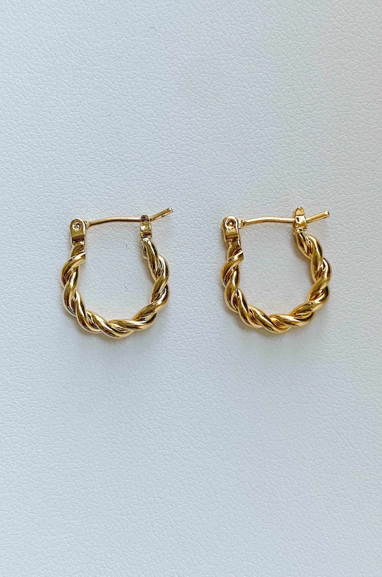 waterproof 14k gold plated twisted hoop earrings