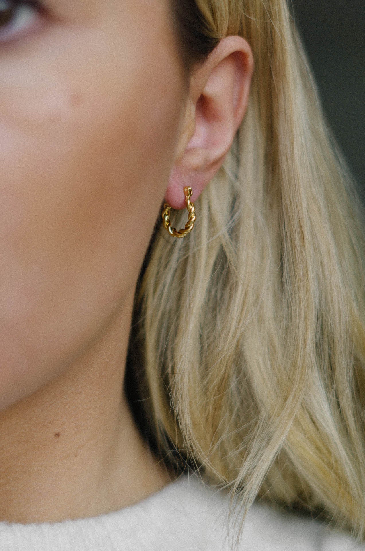 twisted 14k gold plated hoop earrings