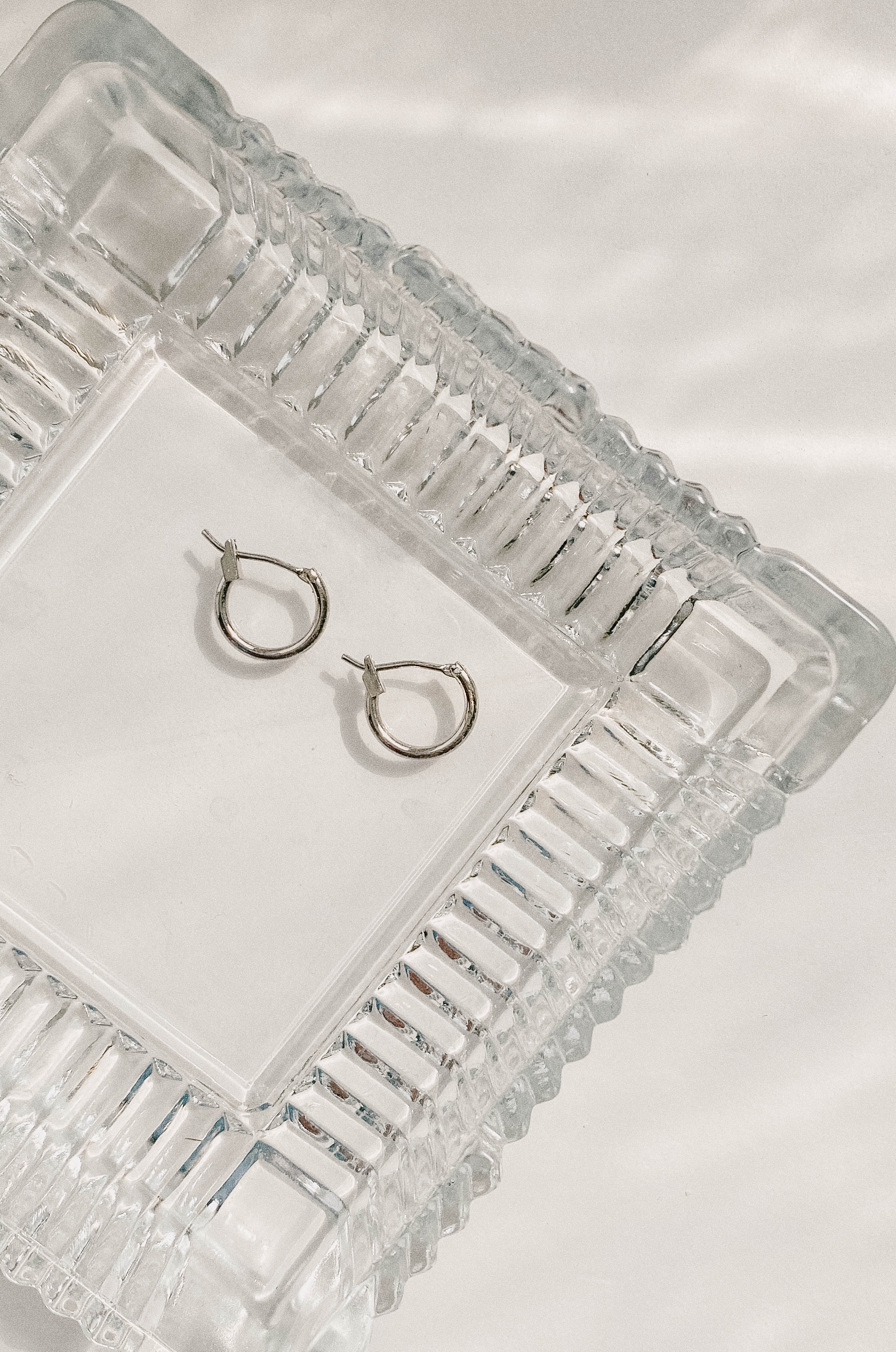 Classic Mini Latch Hoop - White Gold Dipped