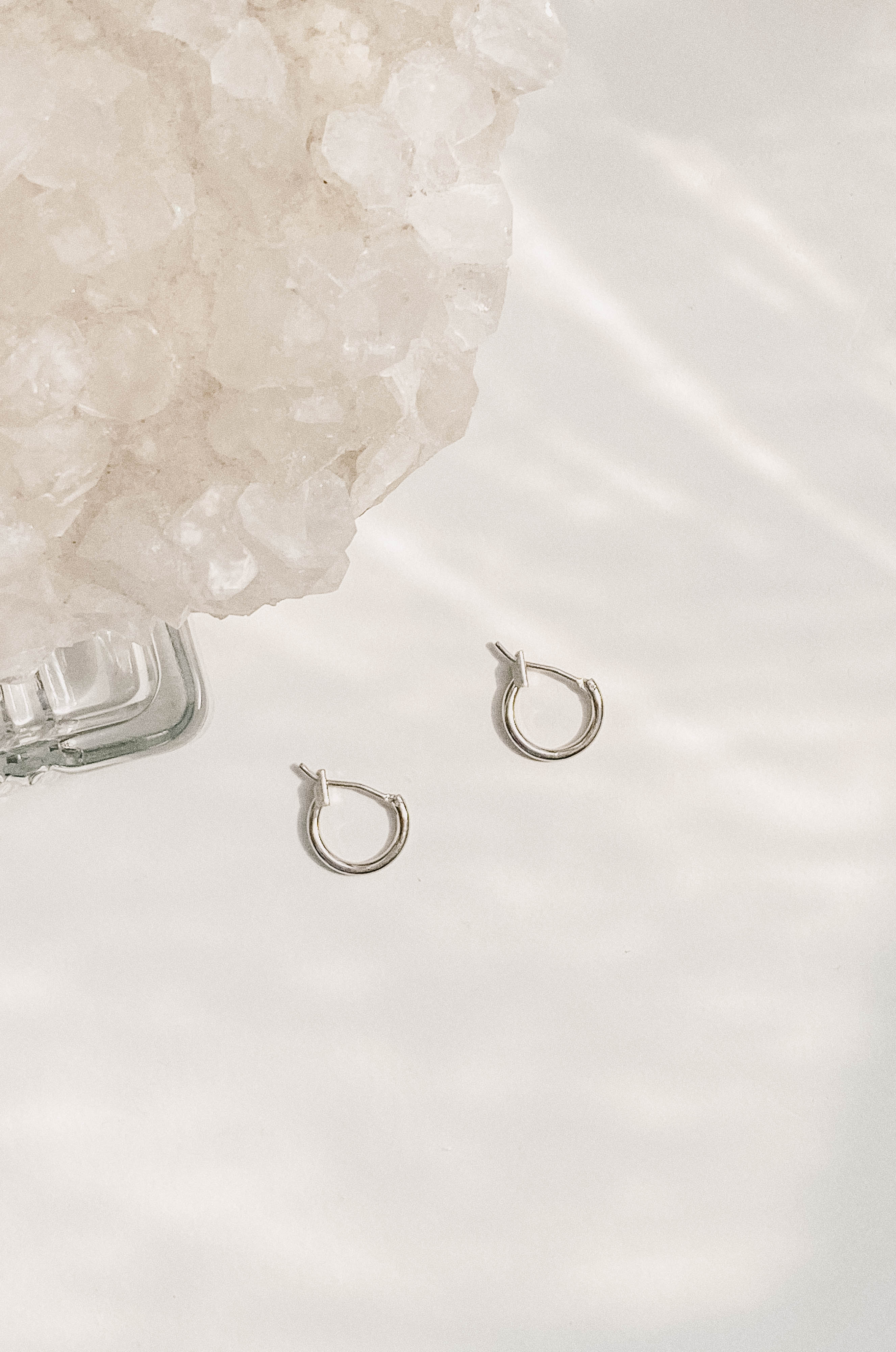 Classic Mini Latch Hoop - White Gold Dipped