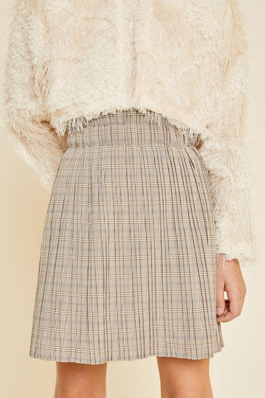 Girls Plaid Pleated Skirt