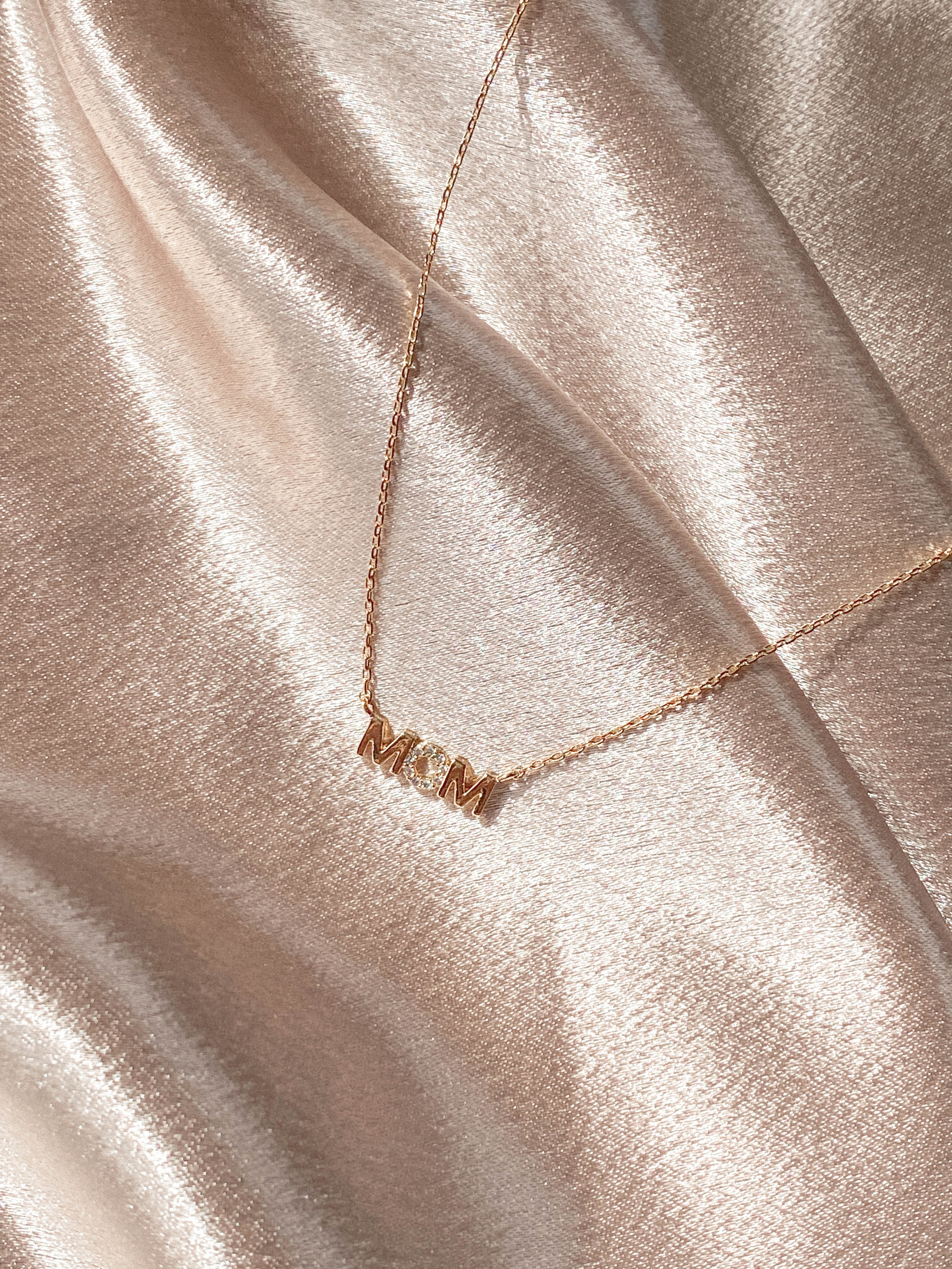 MOM Charm 14K Gold Necklace
