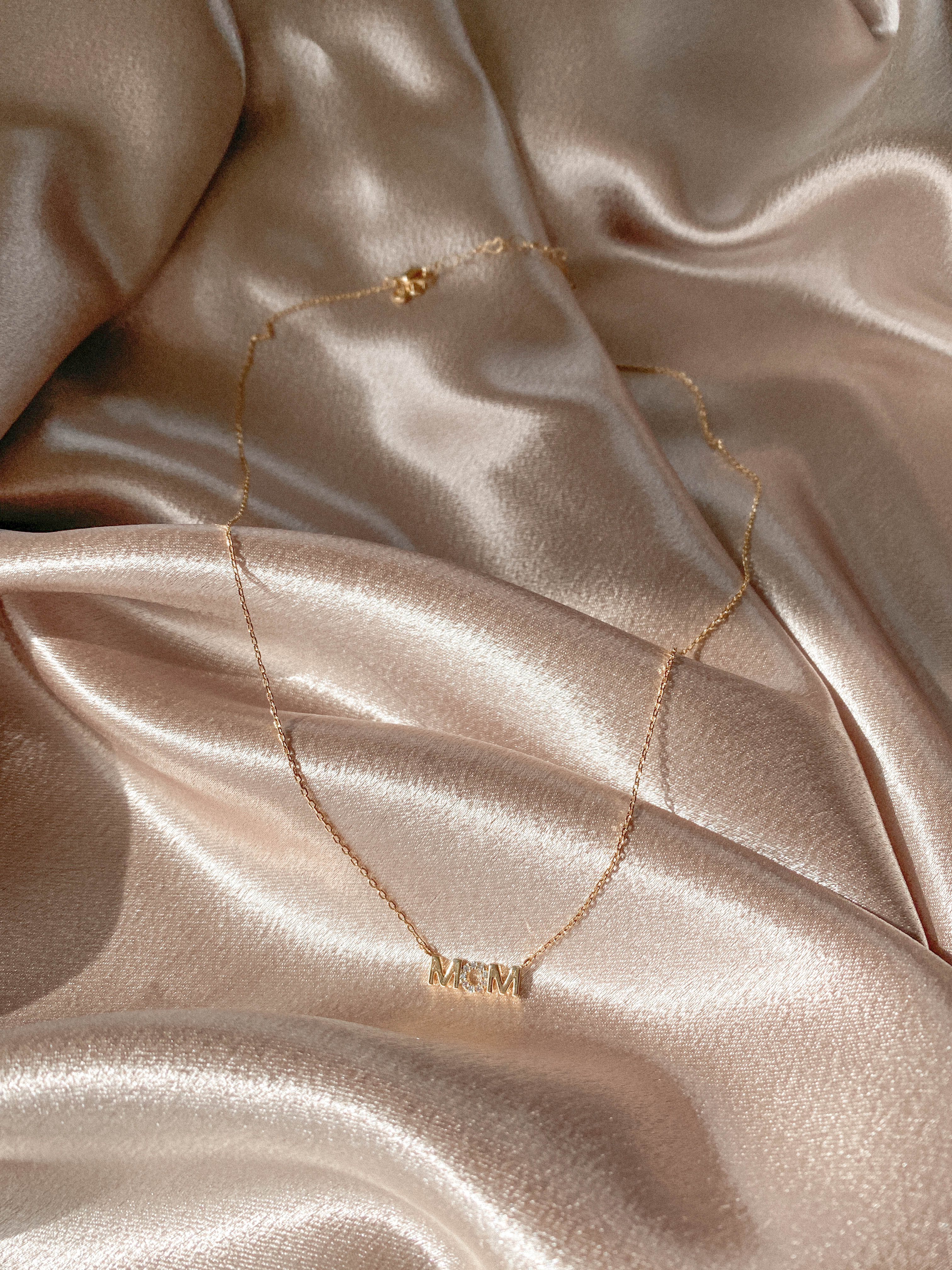 MOM Charm 14K Gold Necklace