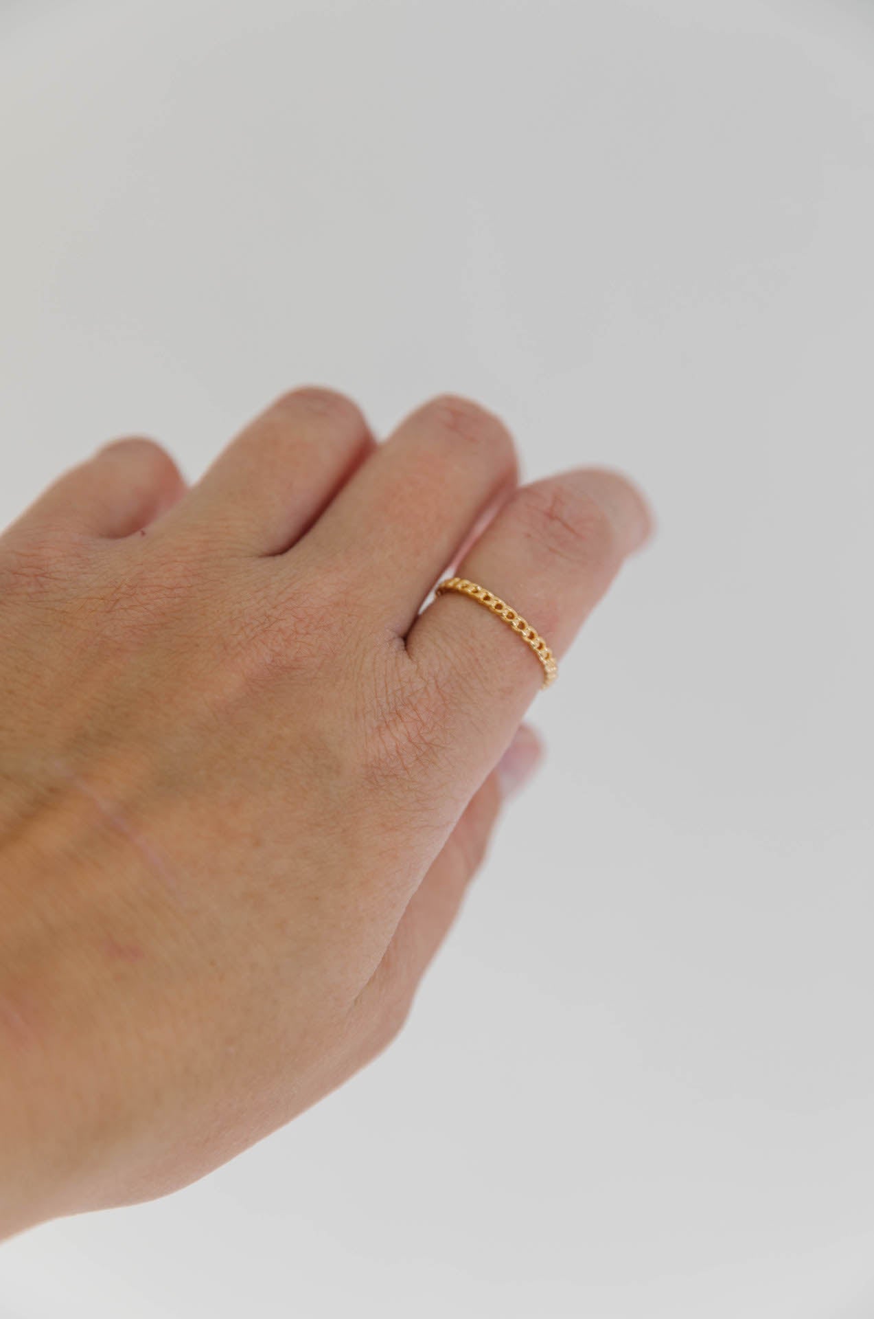 18k Gold Dipped Dainty Chain Adjustable Ring