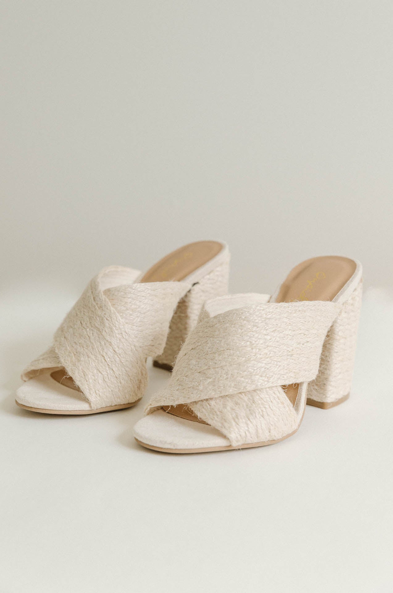 chunky basket woven open toe heels
