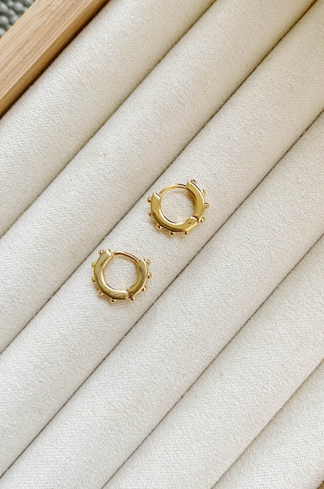 14k gold Mini Ball Bead Hoop Huggie Earrings