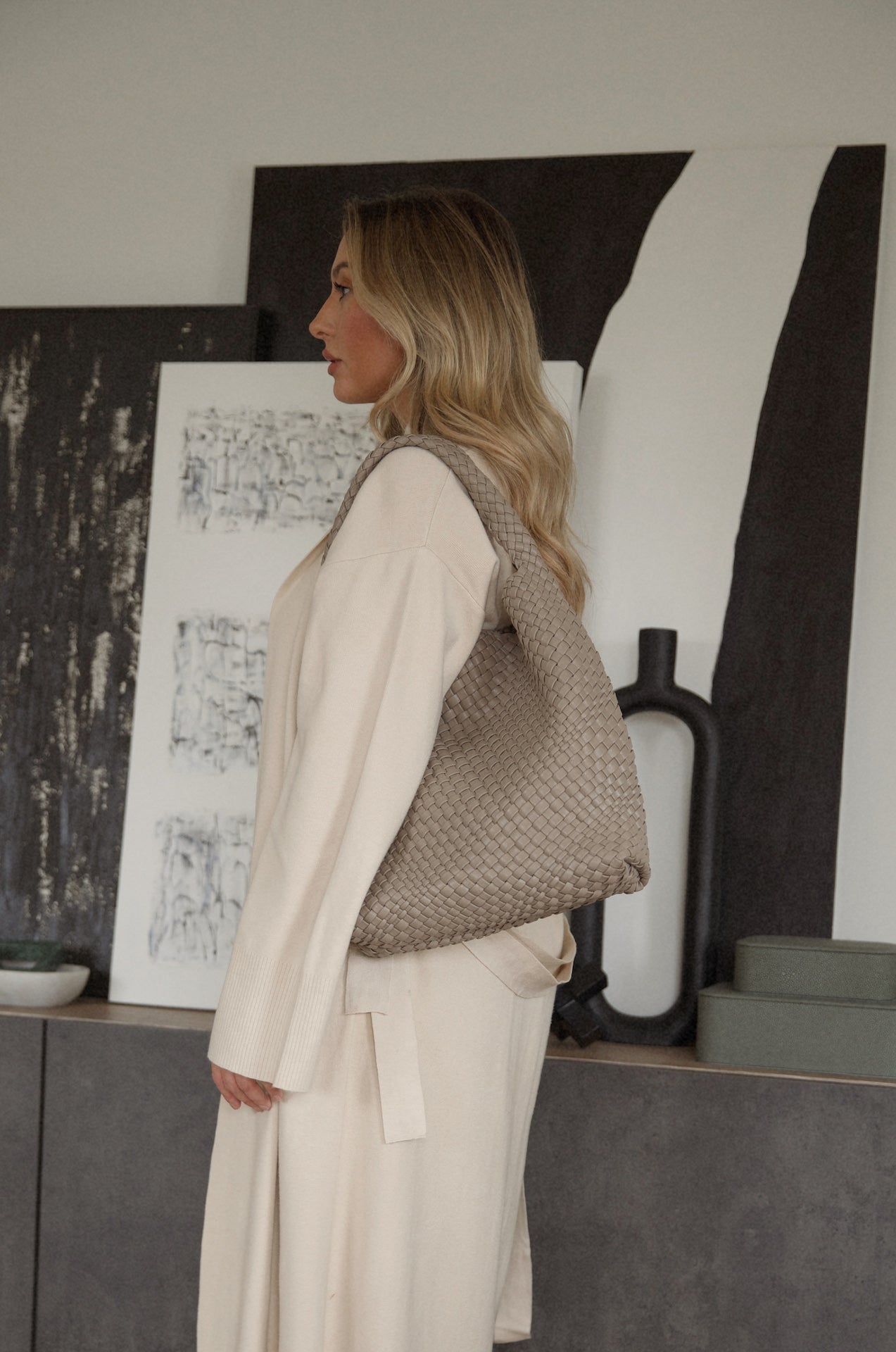 taupe shoulder bag