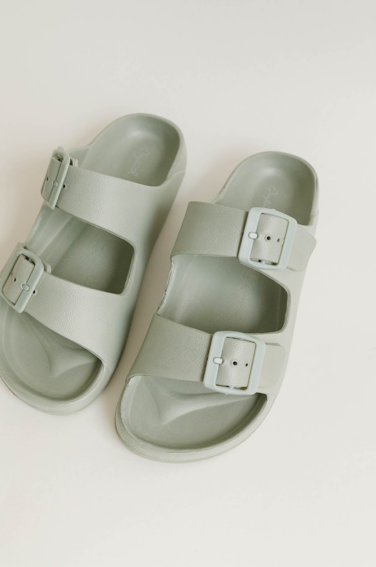 Adjustable Buckle Rubber Slide Sandals Sage