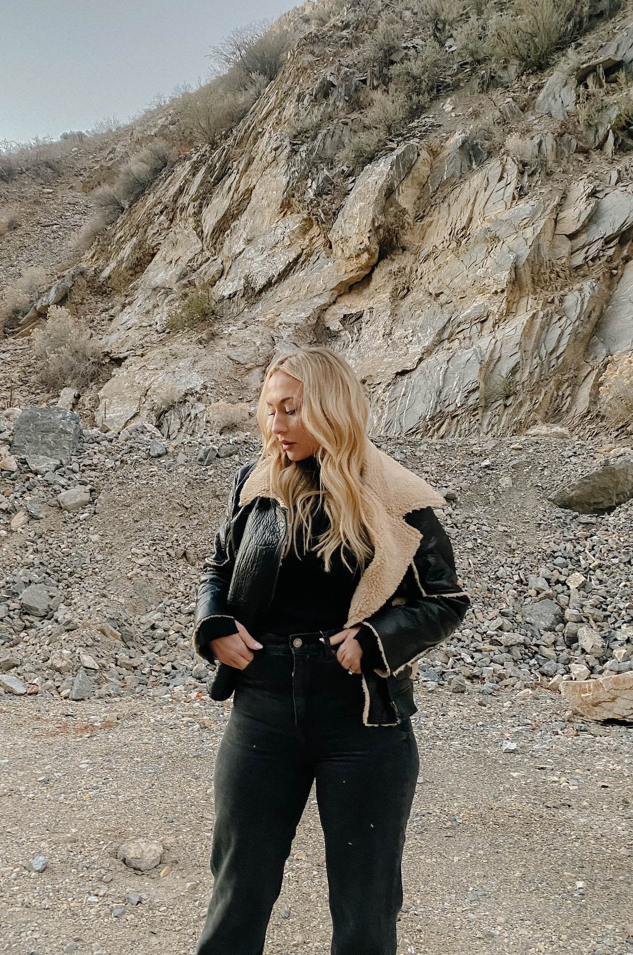 black faux leather teddy bear jacket