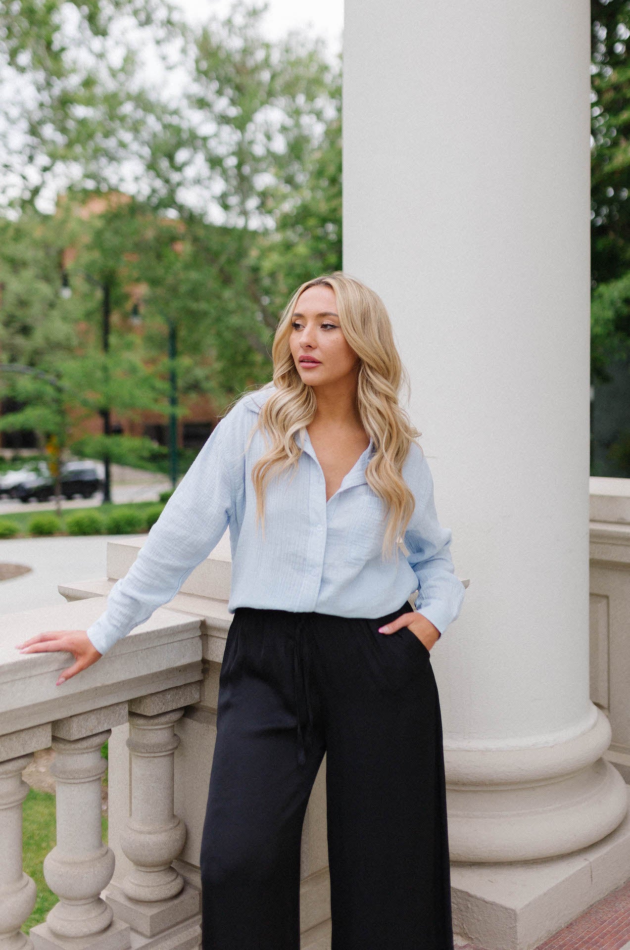 Palmer Woven Button Down Top