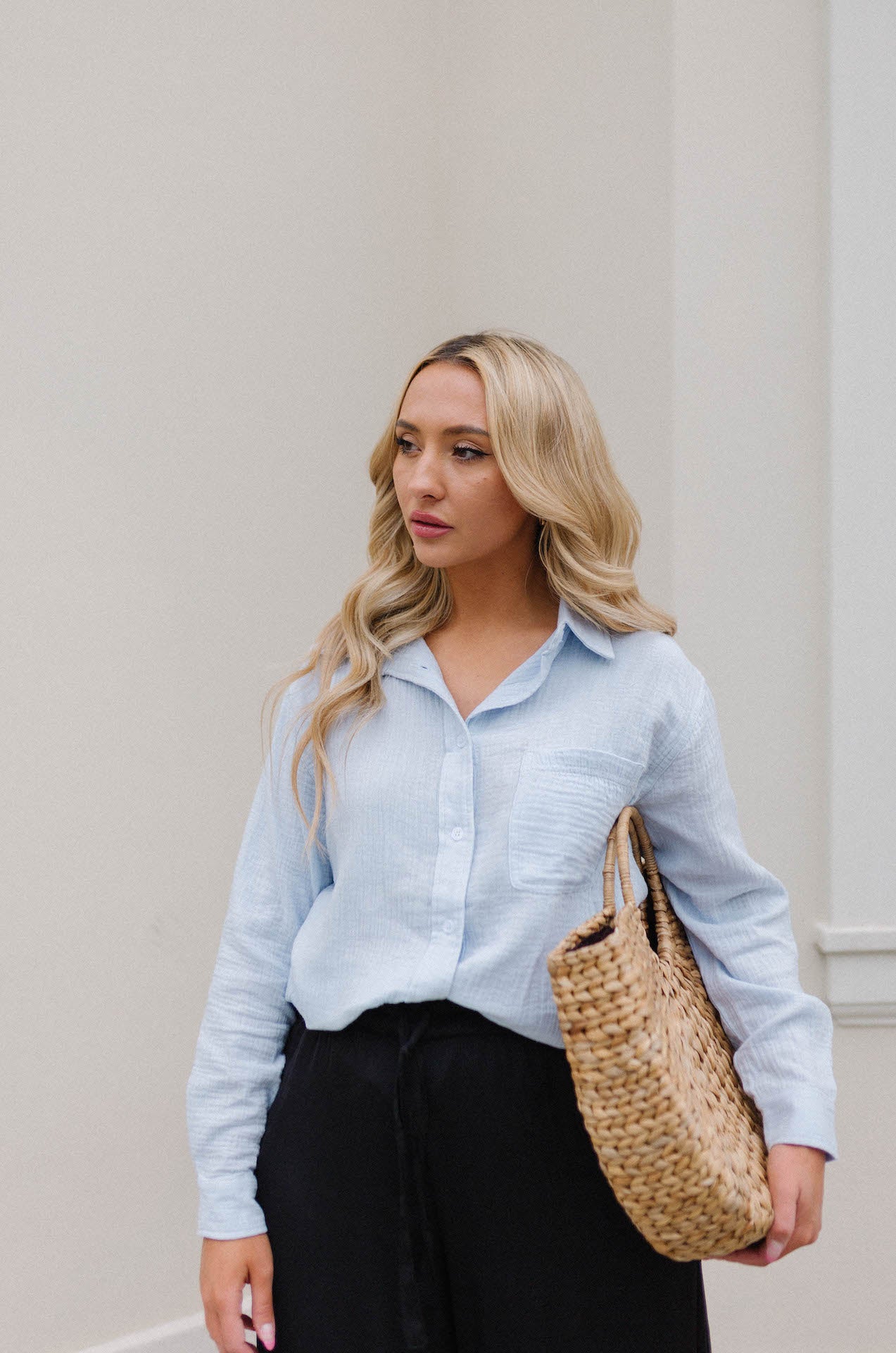 Palmer Woven Button Down Top