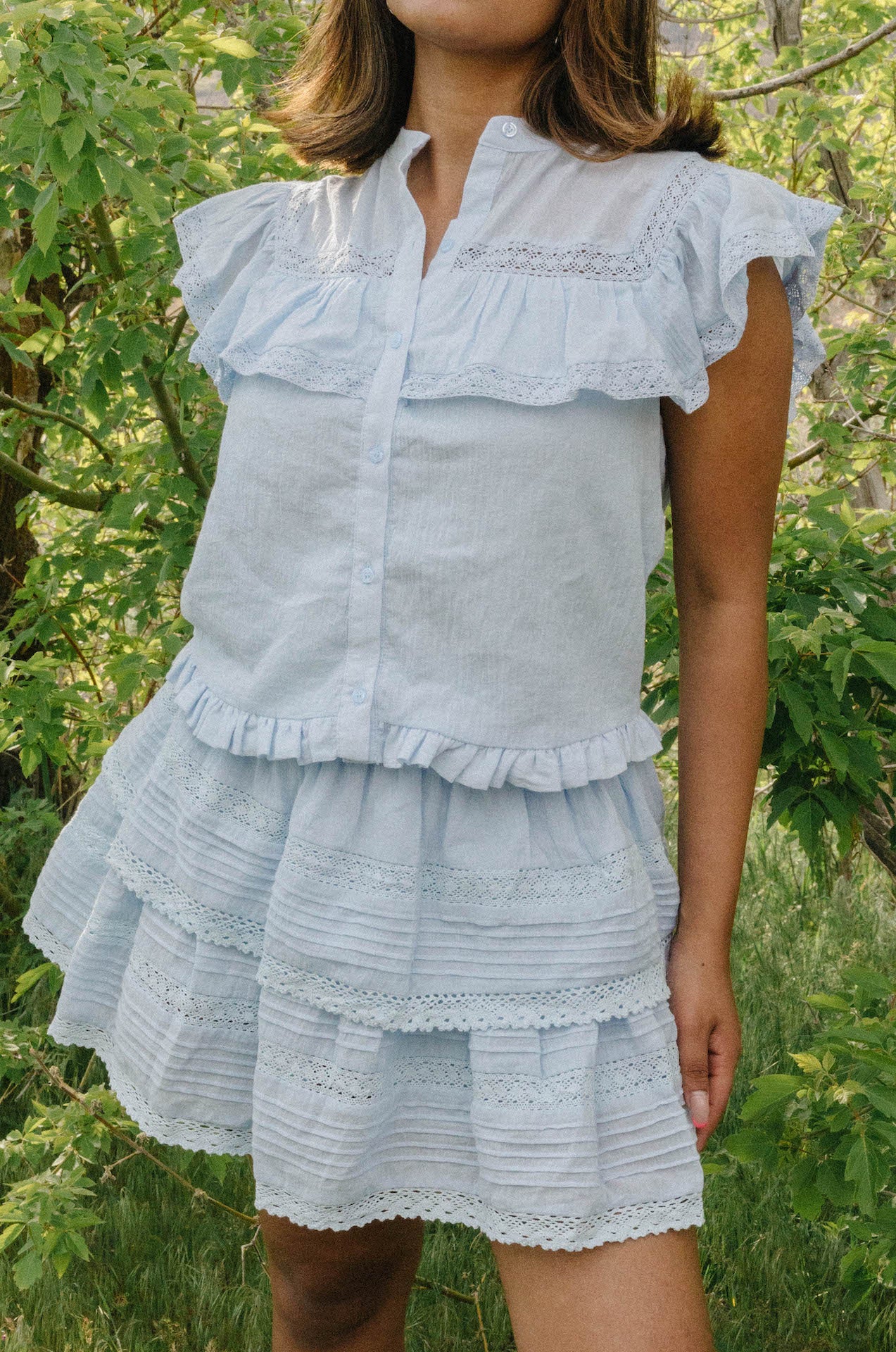 blue ruffle set