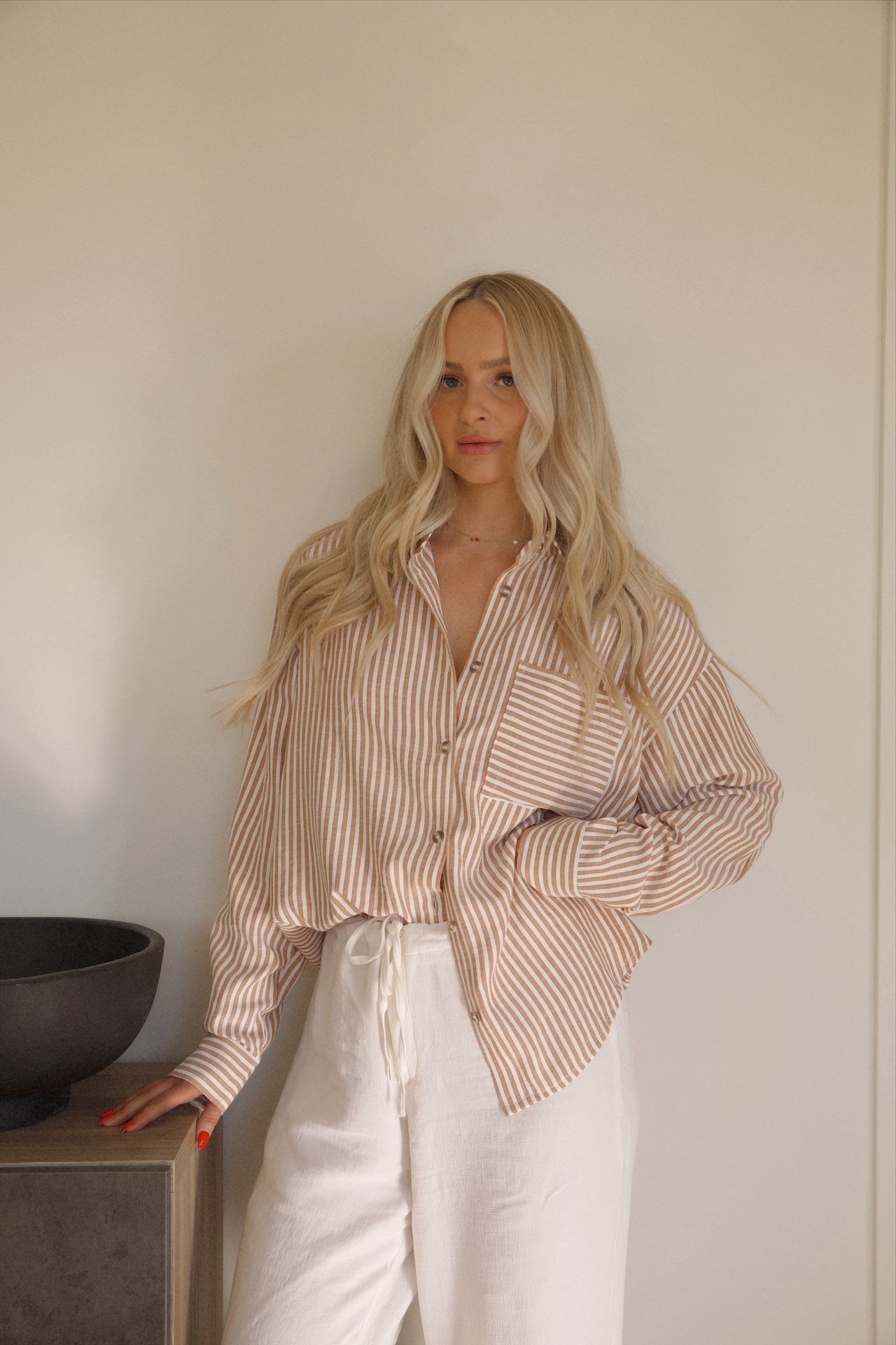 Brown Striped Button Down Shirt Brown Striped Button Down Shirt