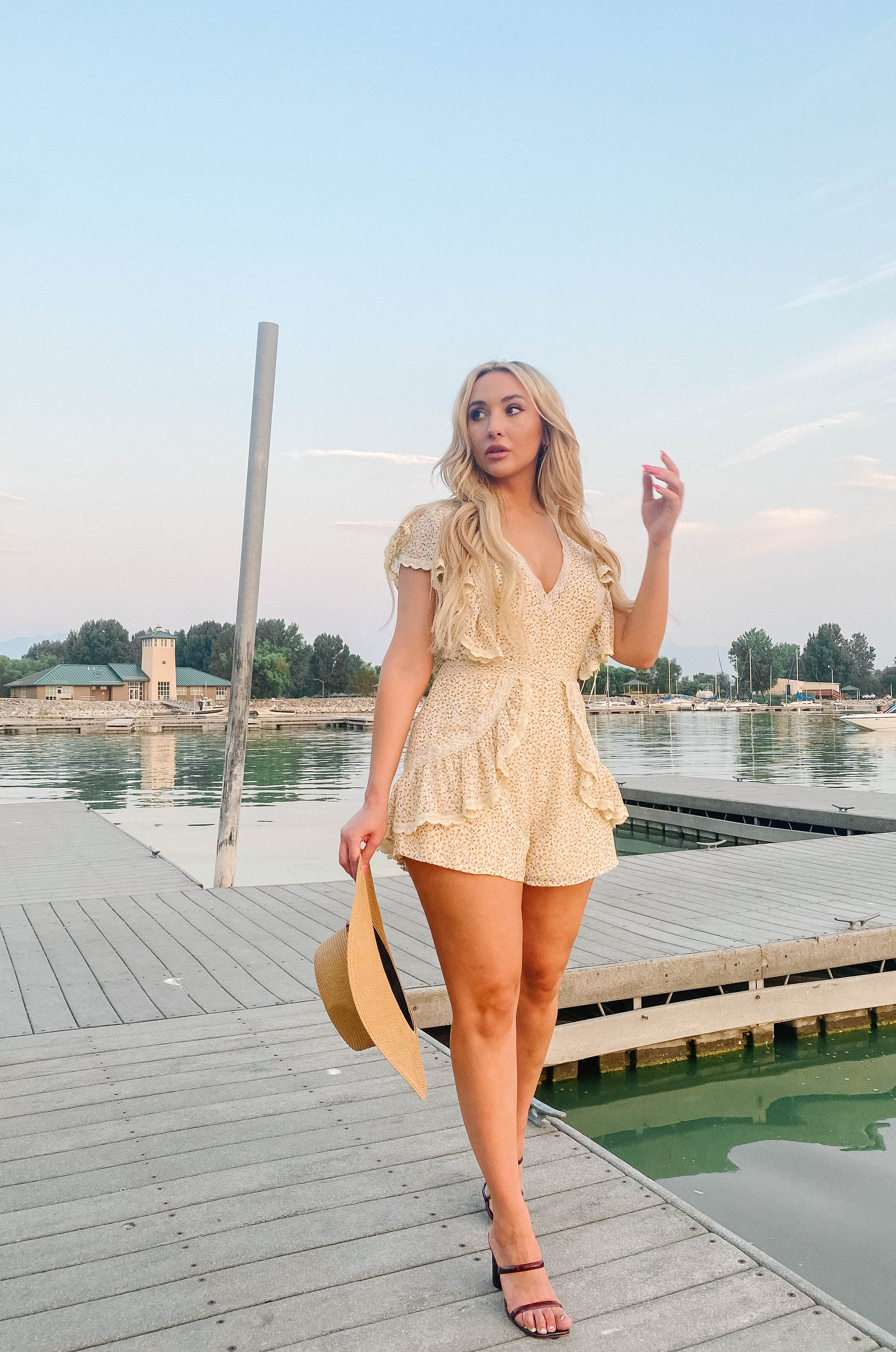 Sadie Floral Crochet Ruffle Romper