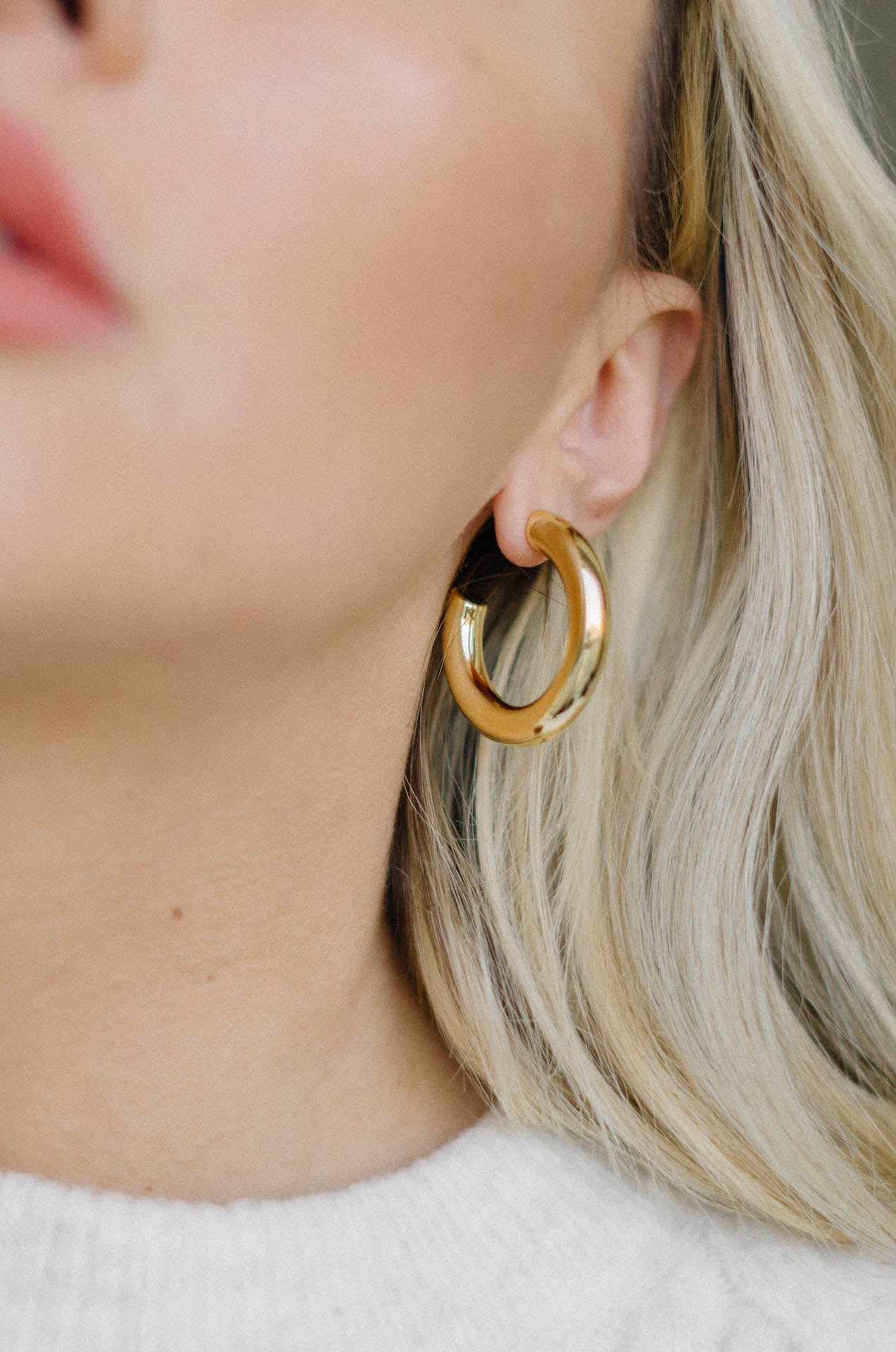waterproof 14k gold plated chunky hoop earrings