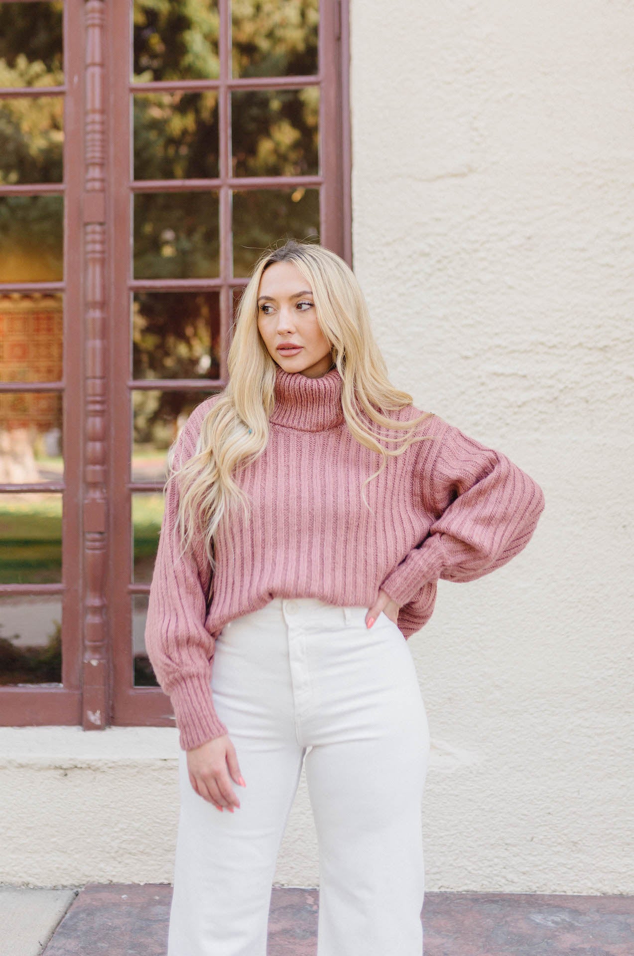 Tan hot sale ribbed turtleneck