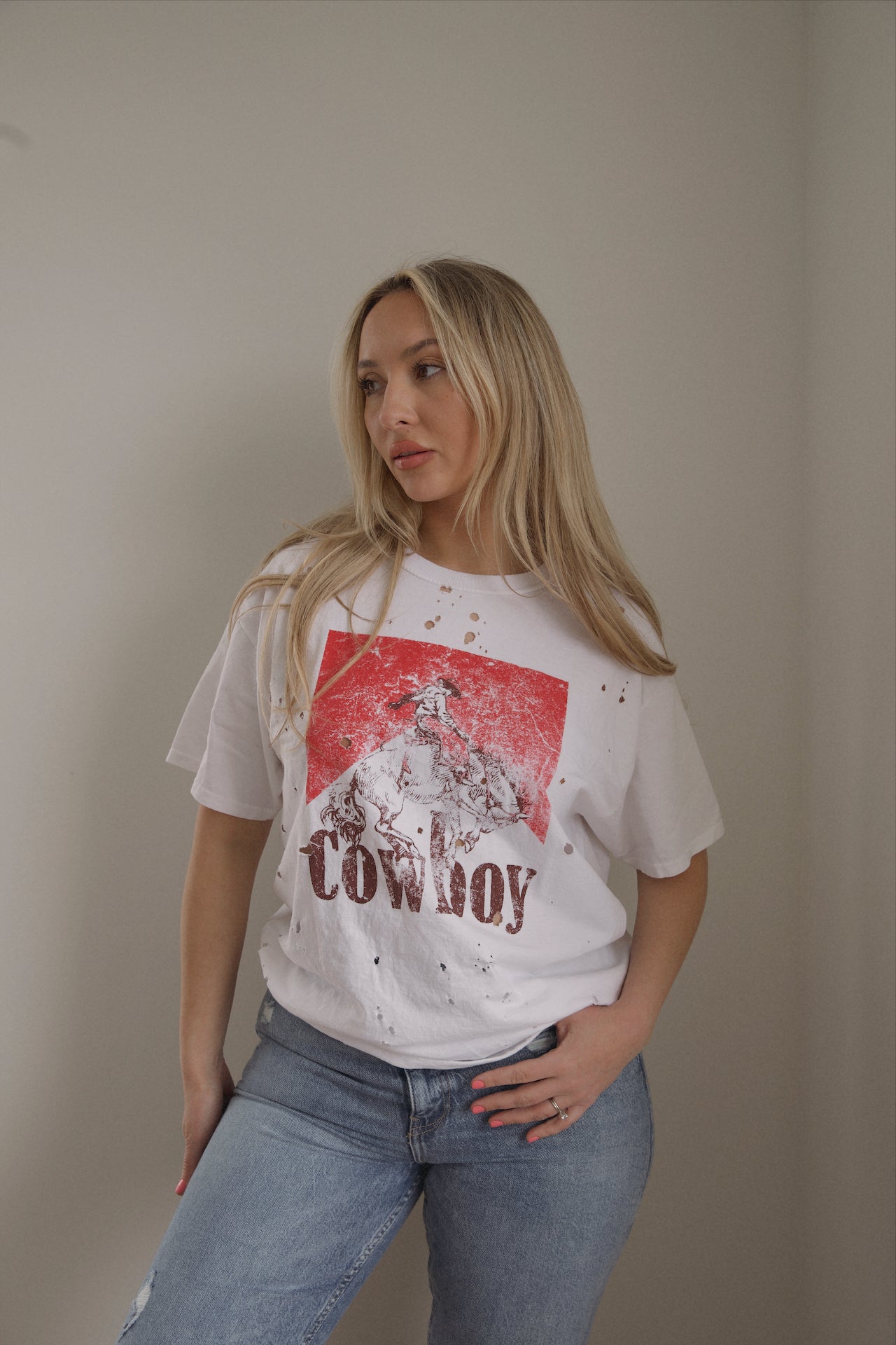 distressed cowboy graphic tee