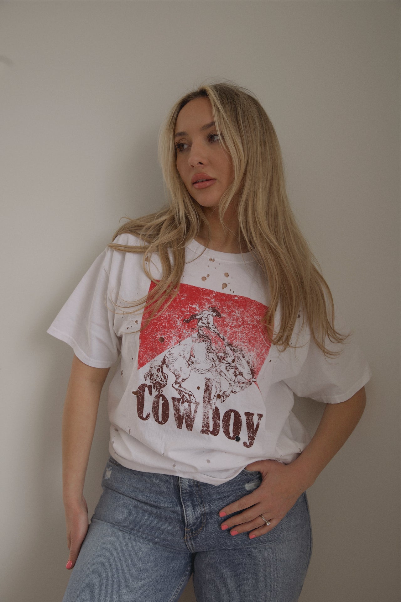distressed cowboy graphic tee