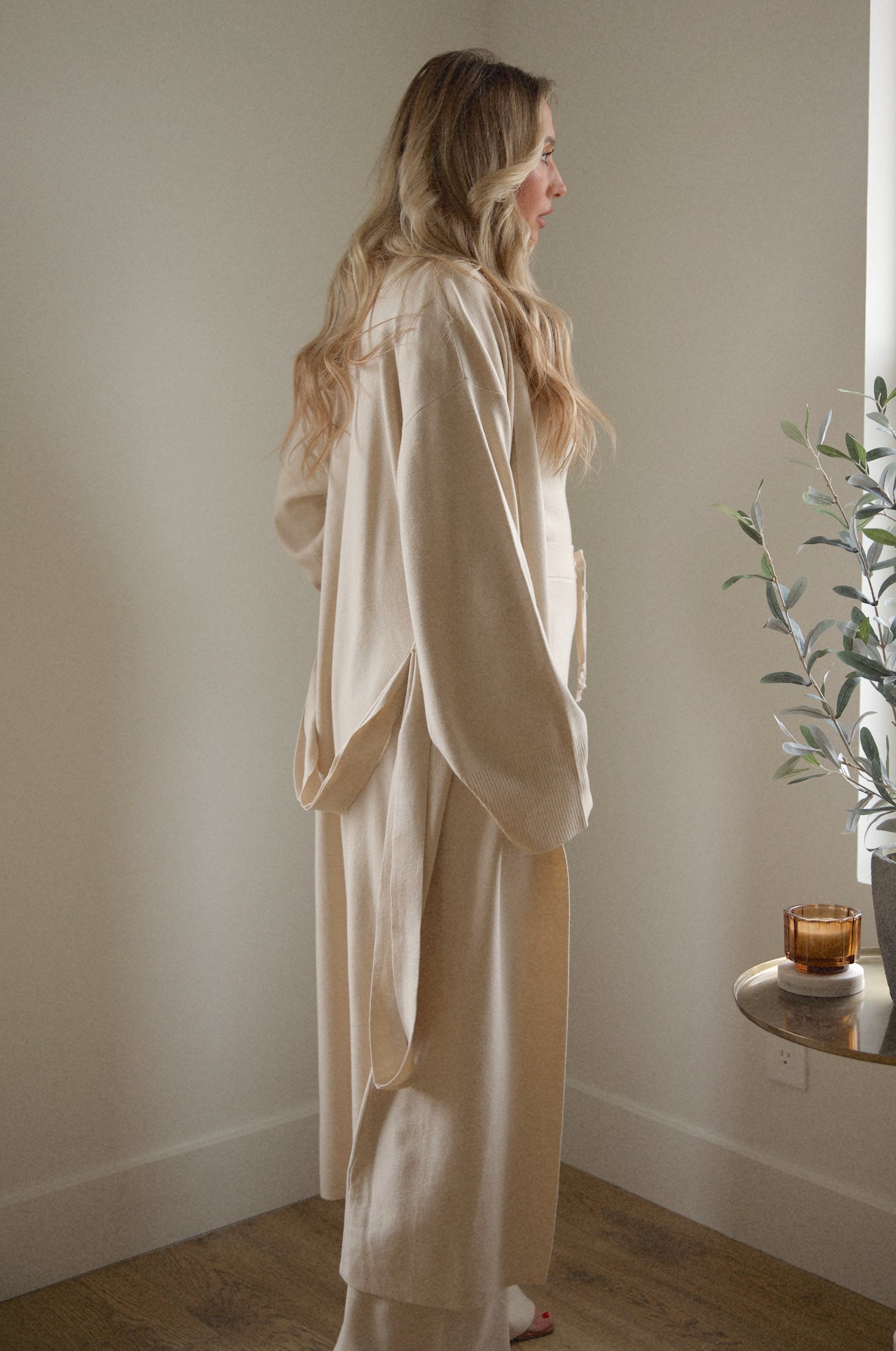 cream knit lounge set
