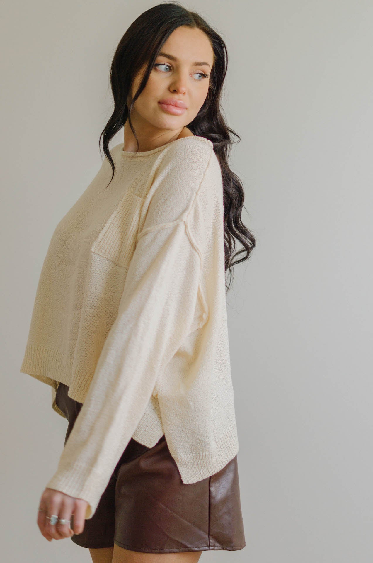 boxy cream sweater