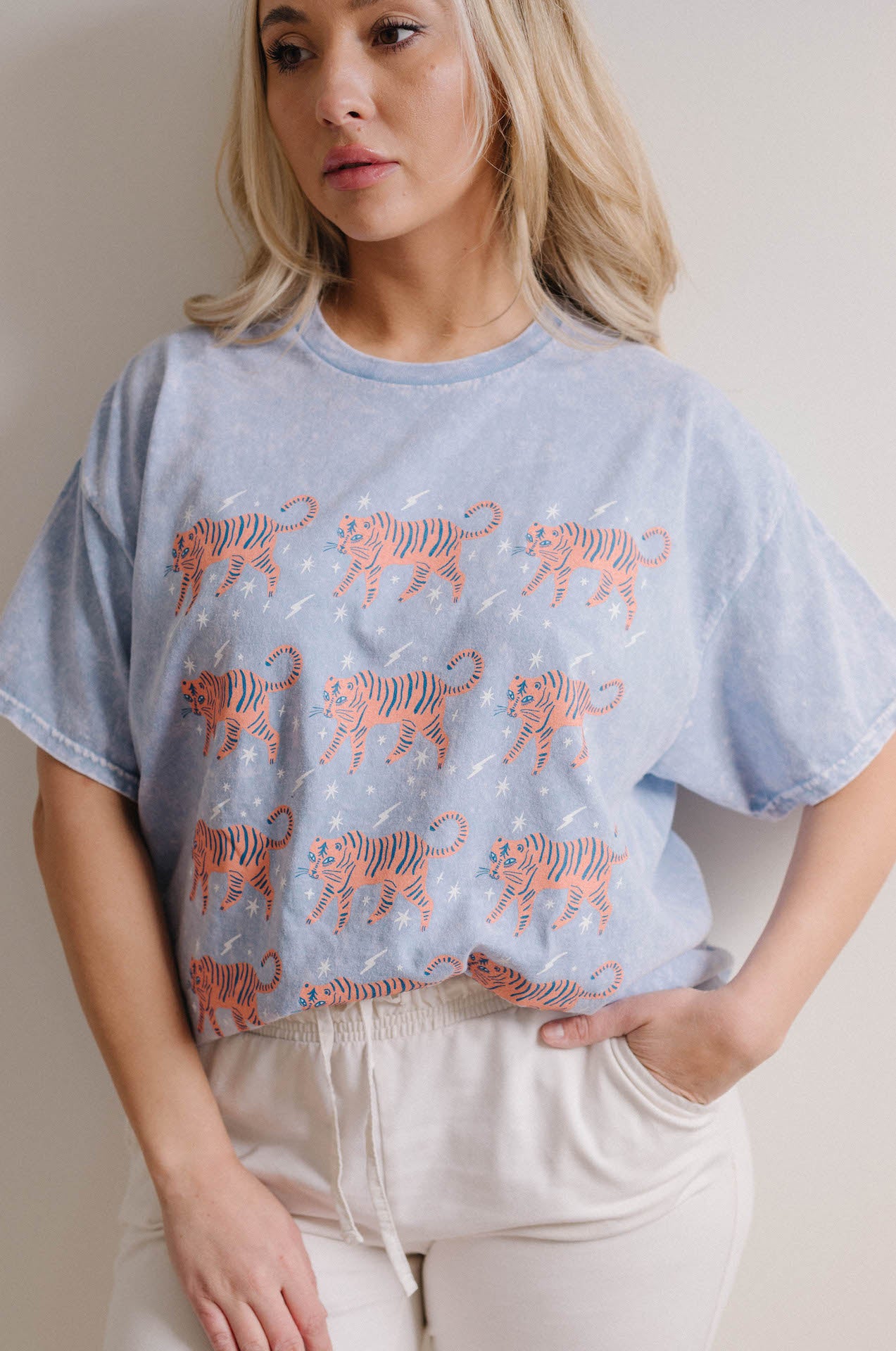 orange tigers oversized graphic tee