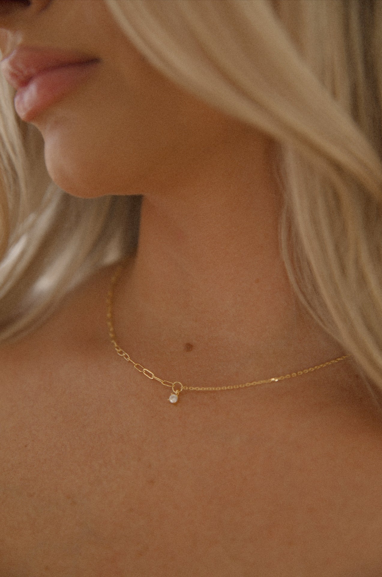 gold dainty charm necklace