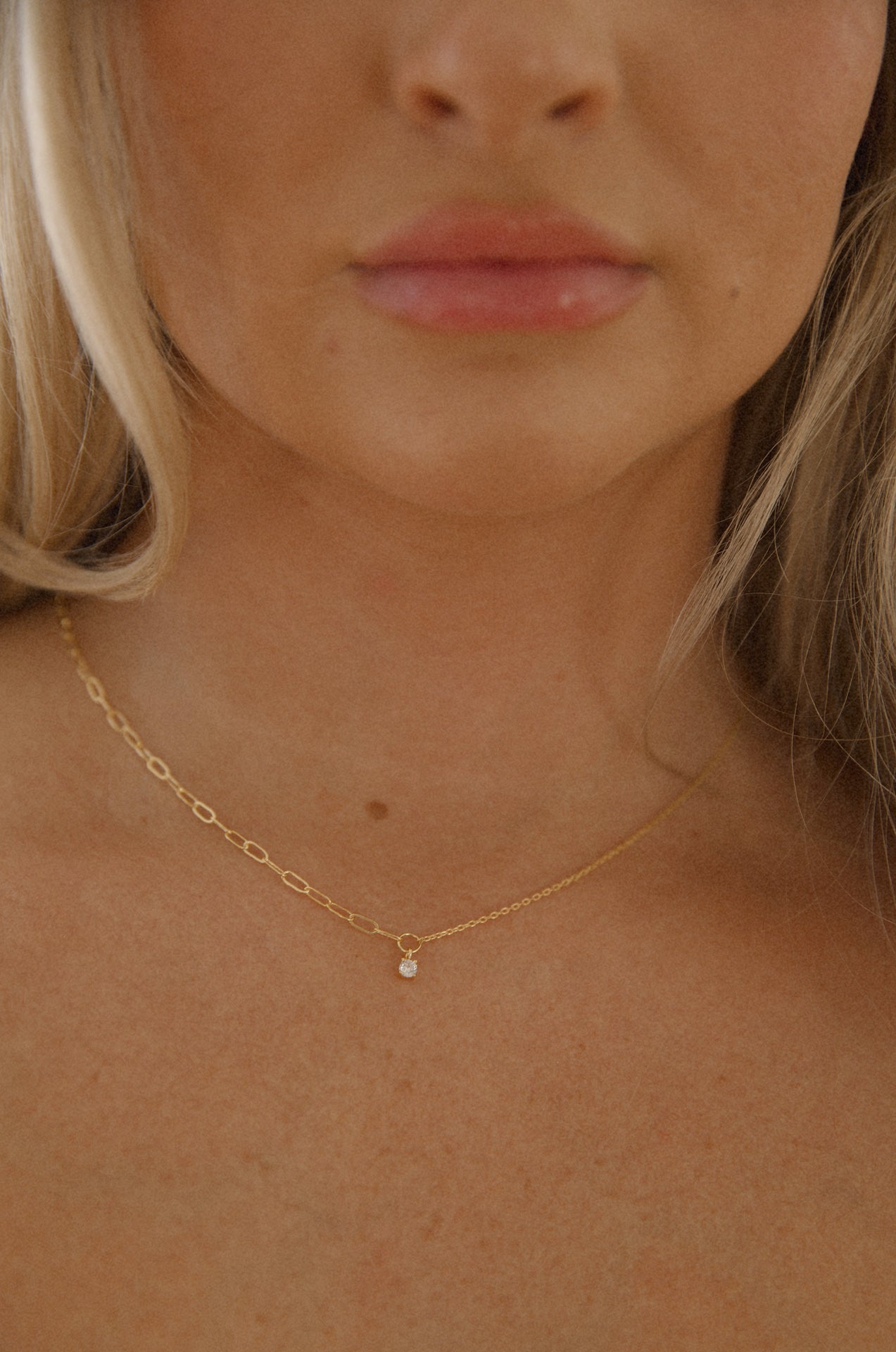 18k gold dainty charm necklace
