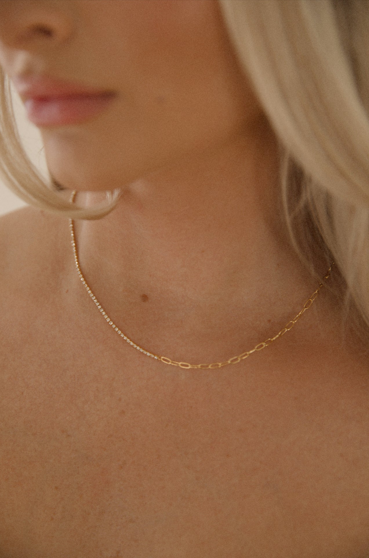 Rhinestone Dainty Chain Necklace