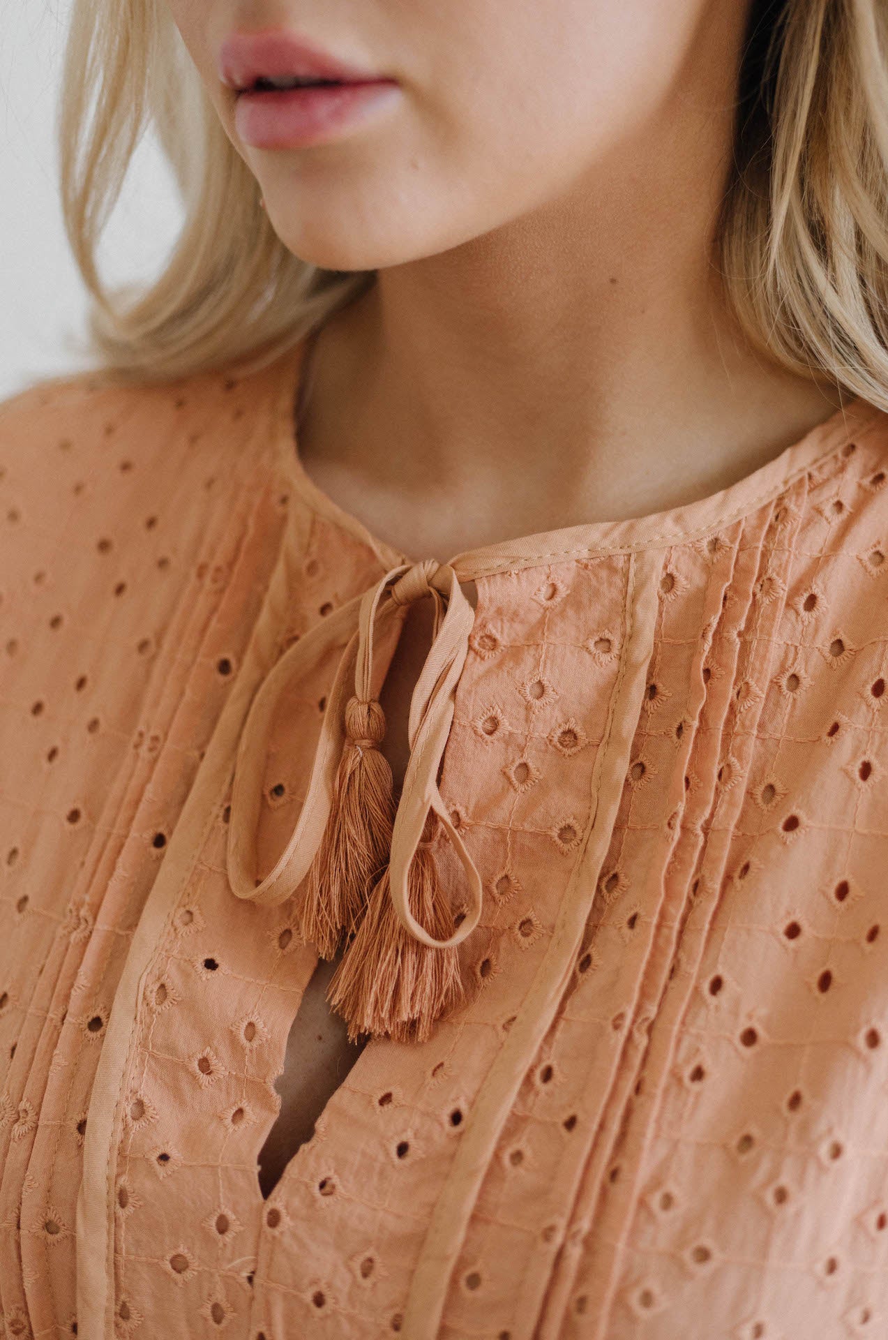 orange coral embroidered eyelet babydoll mini dress