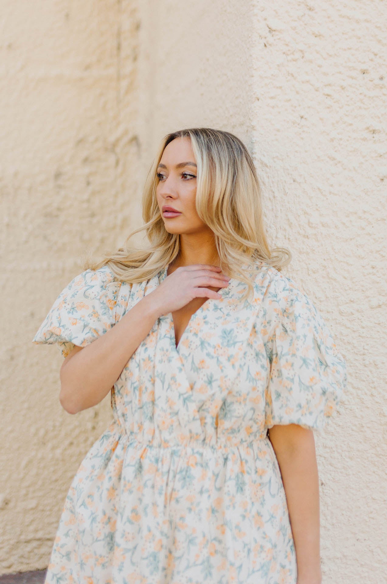 free the roses floral embroidered bubble mini dress with puff sleeves