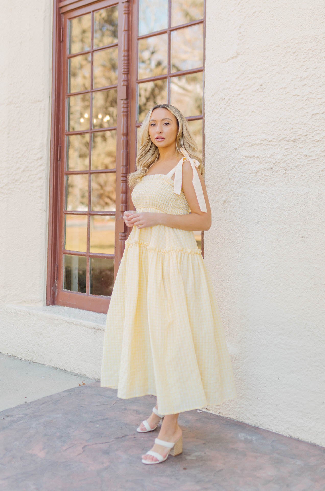 yellow gingham maxi dress