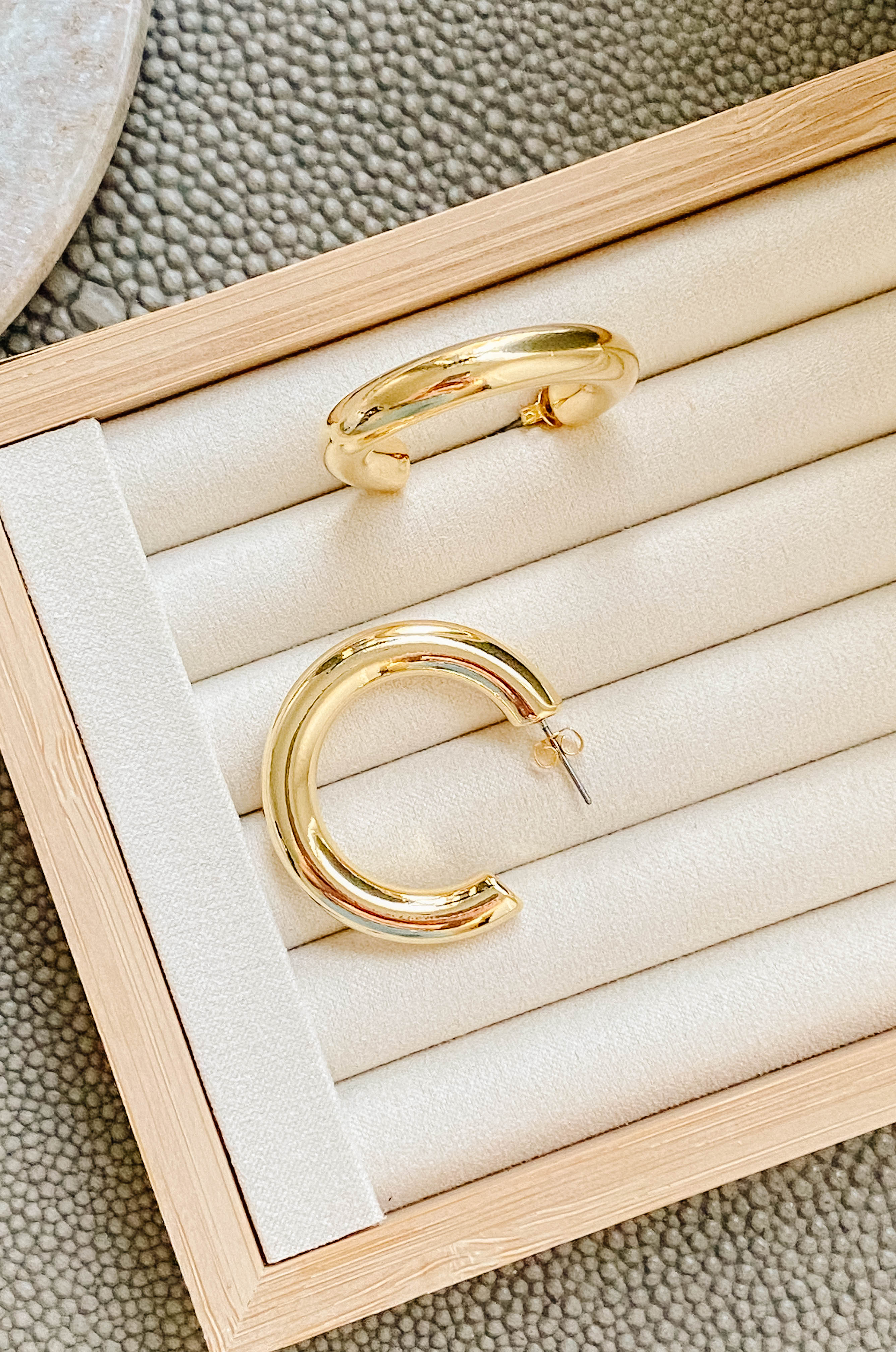 14k gold filled chunky thick hollow hoop earrings