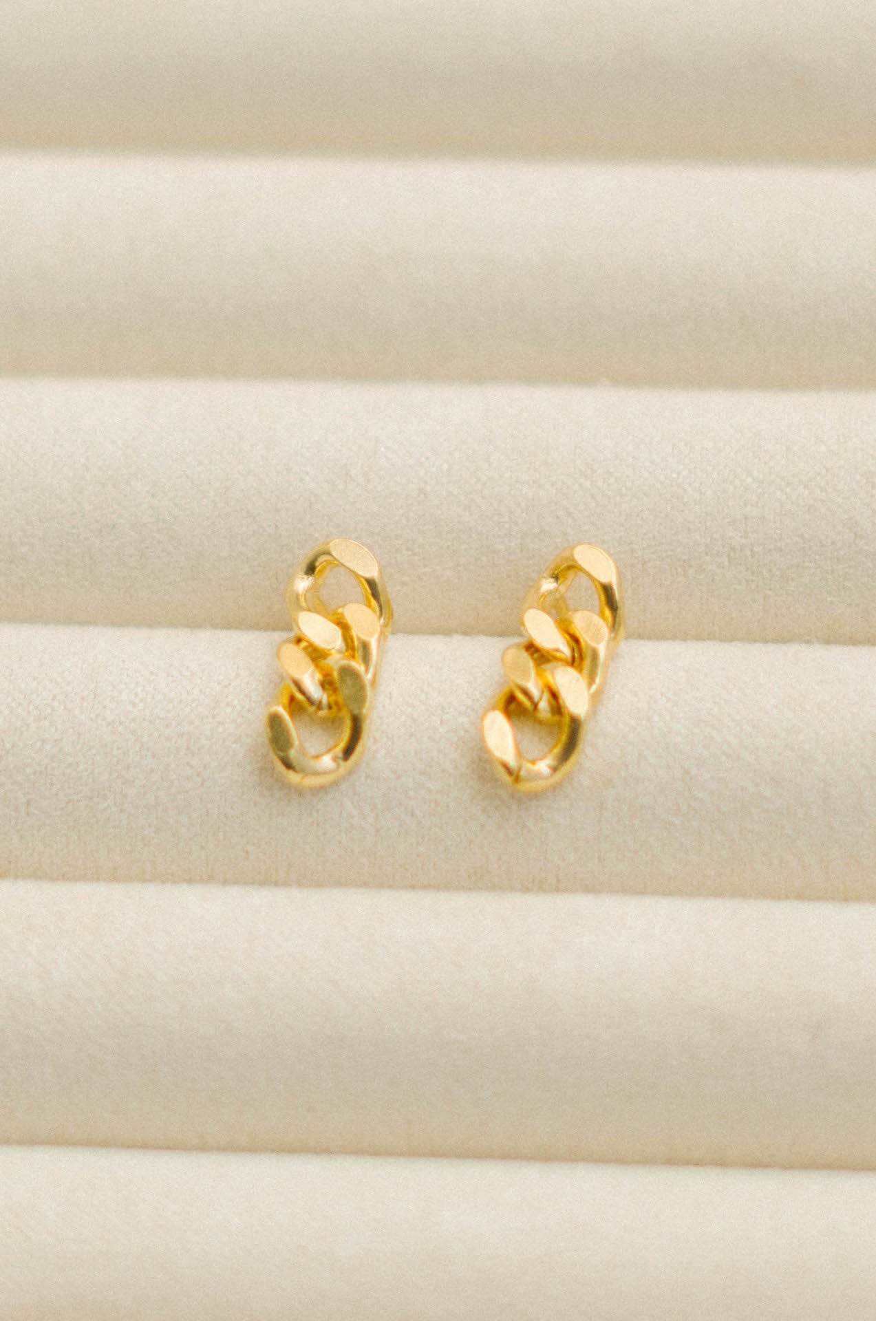 14k gold plated curb chain link drop earrings