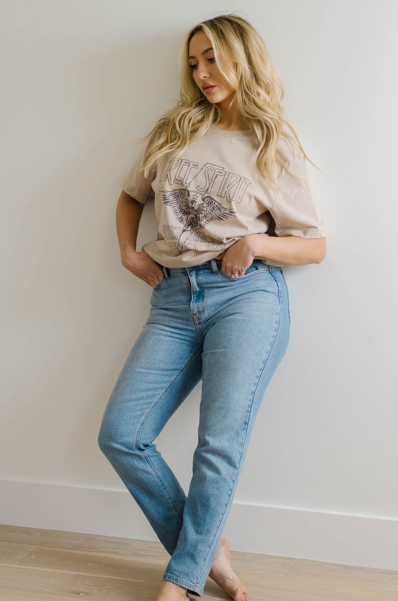 high waisted straight leg jeans with stretch