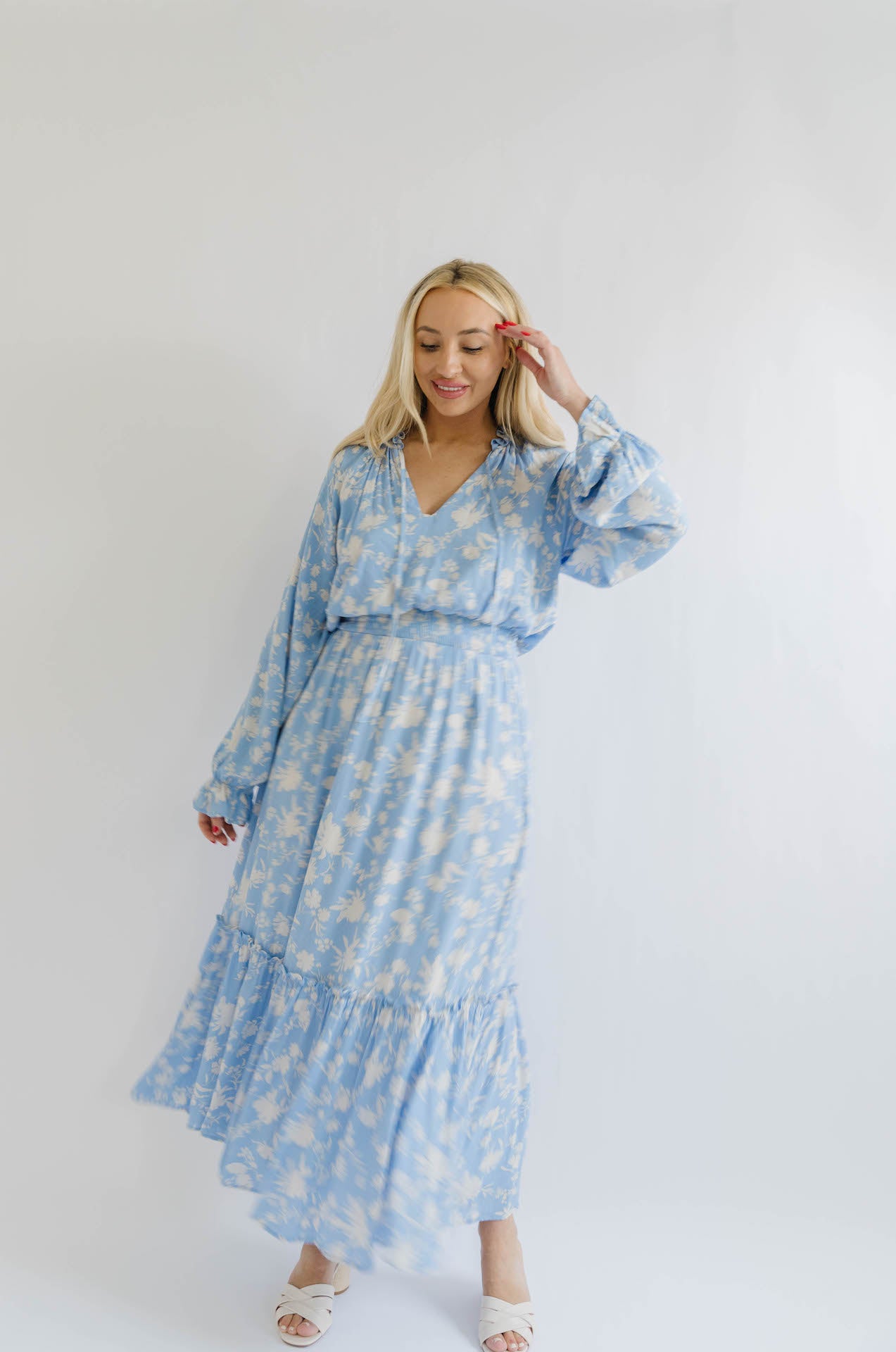 light blue casual dress with sleeves