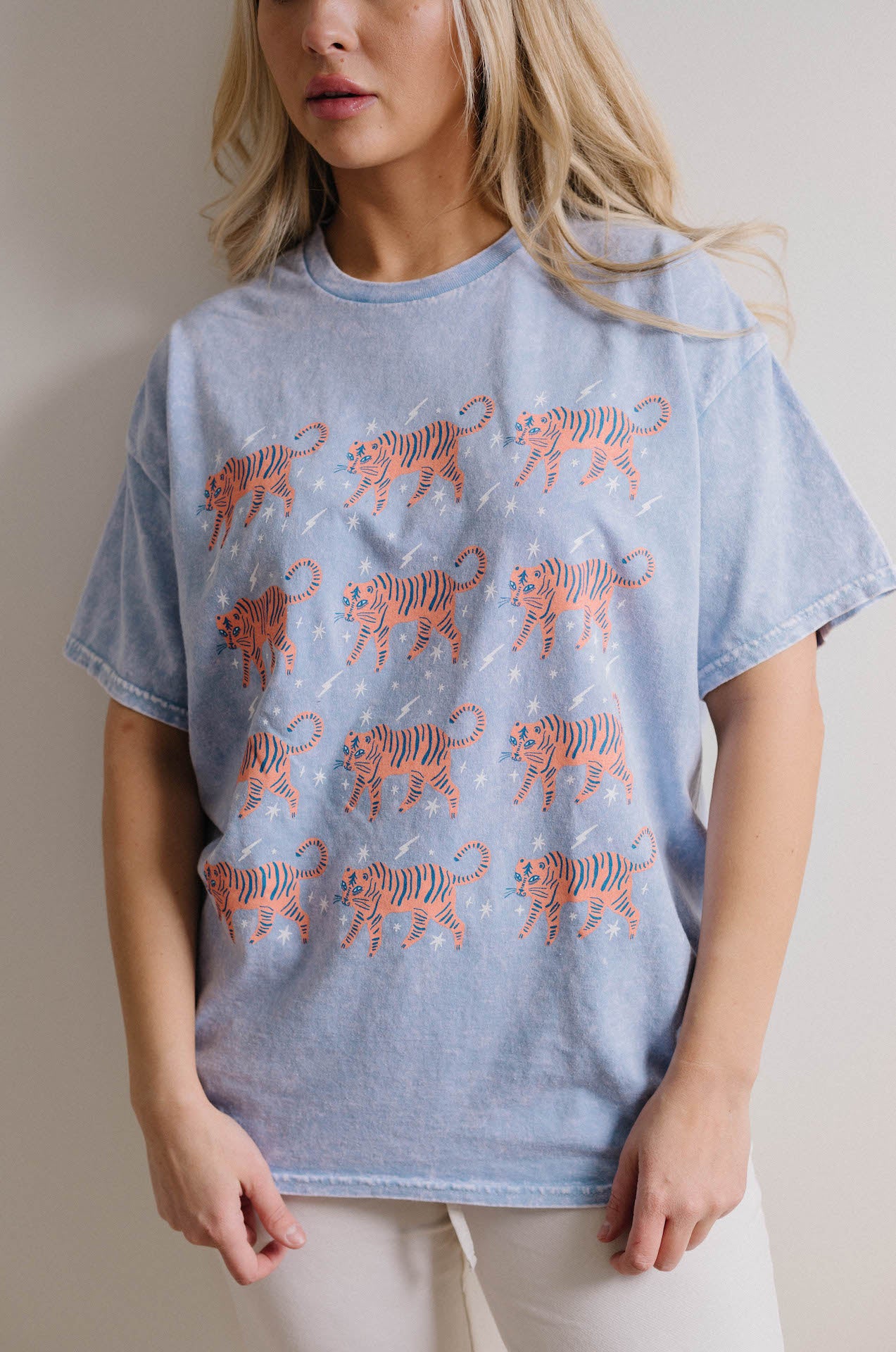 orange tigers mineral wash graphic tee