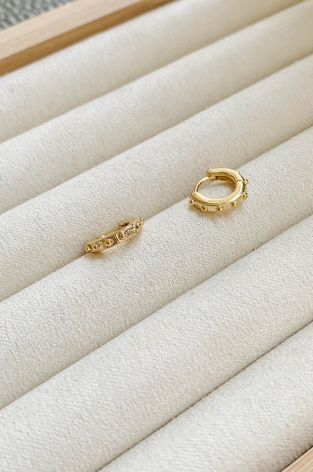 Mini Ball Bead Hoop Huggie Earrings