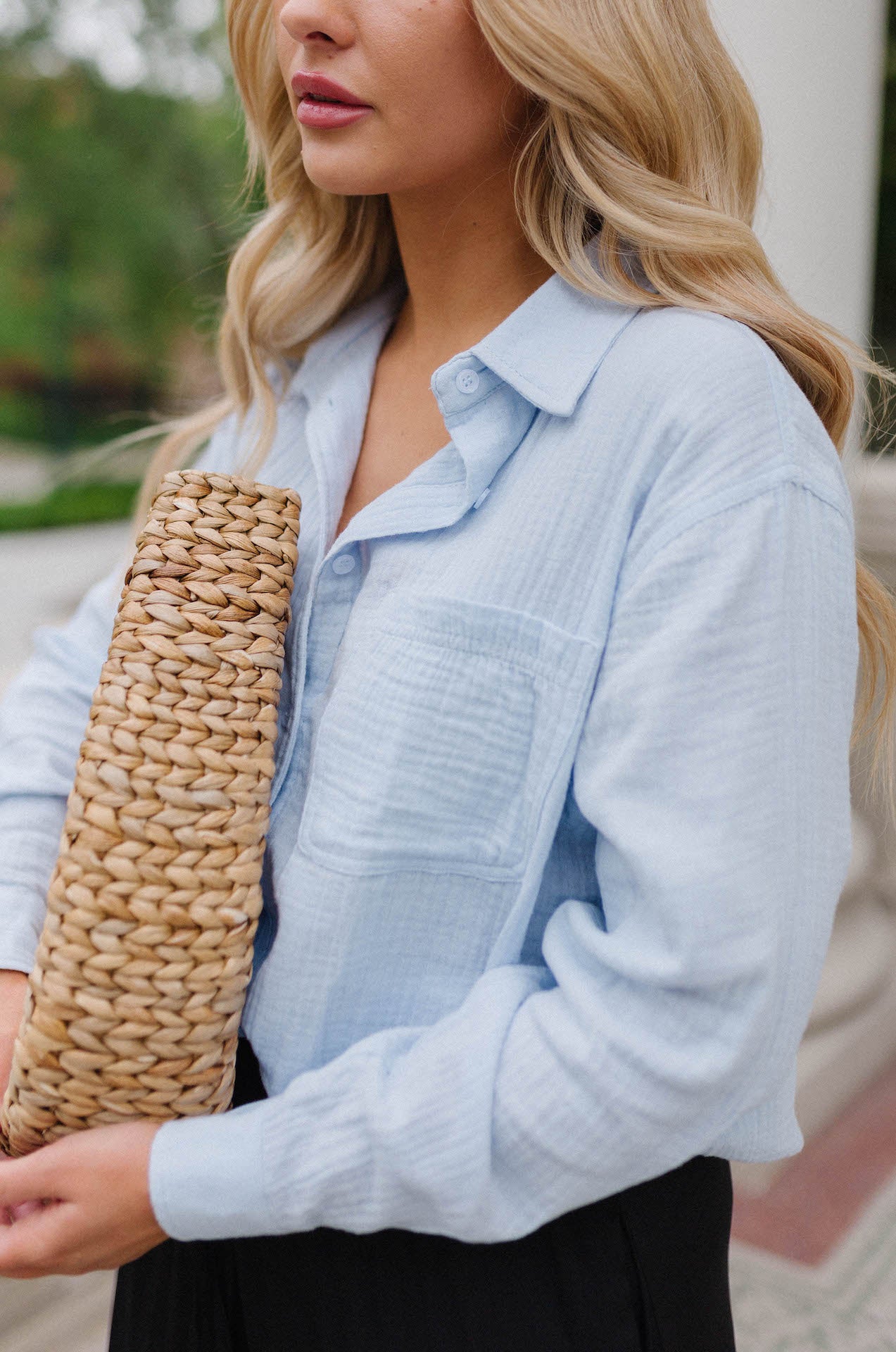 gauze cotton button down top