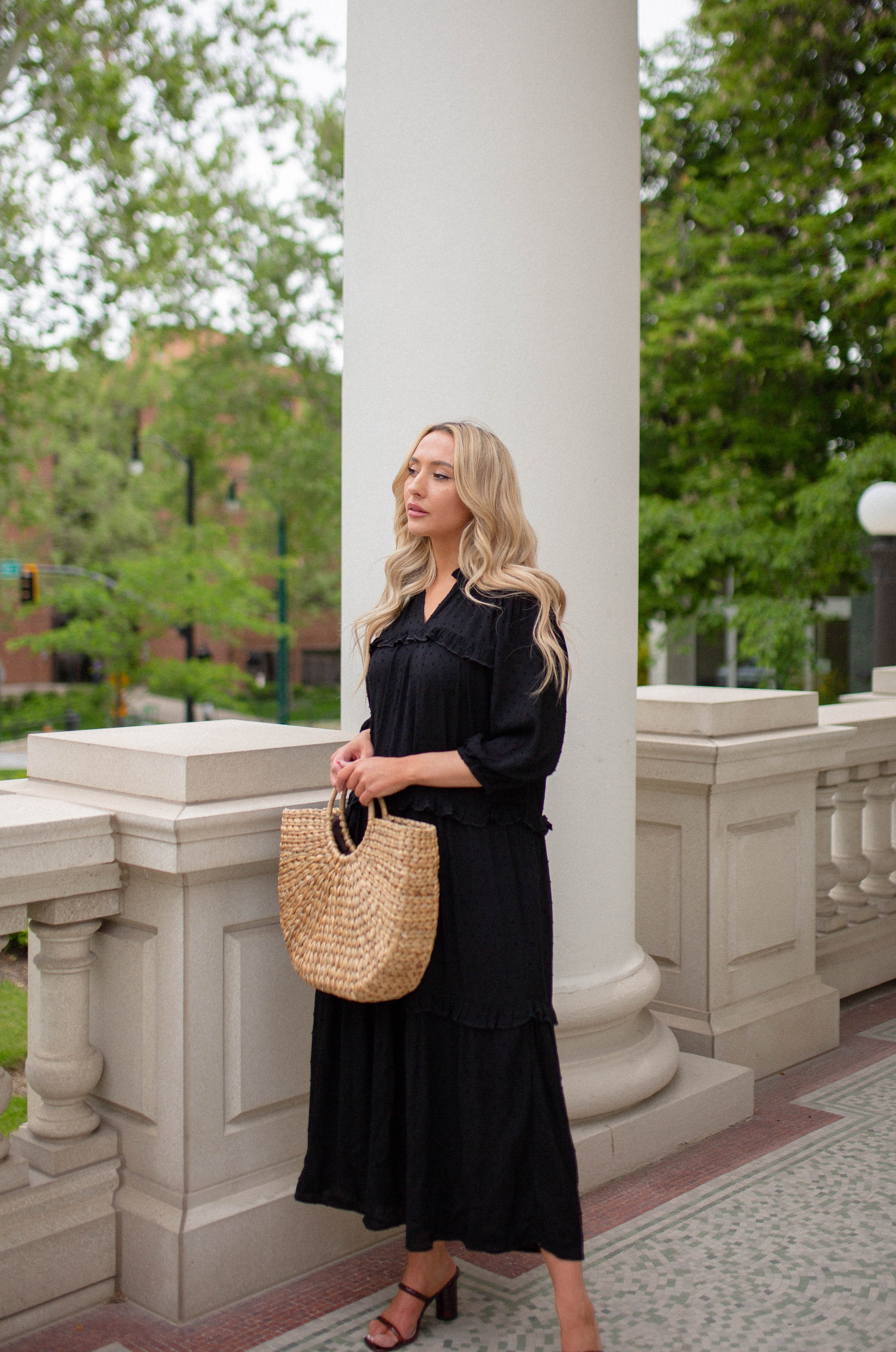 black modest maxi dress