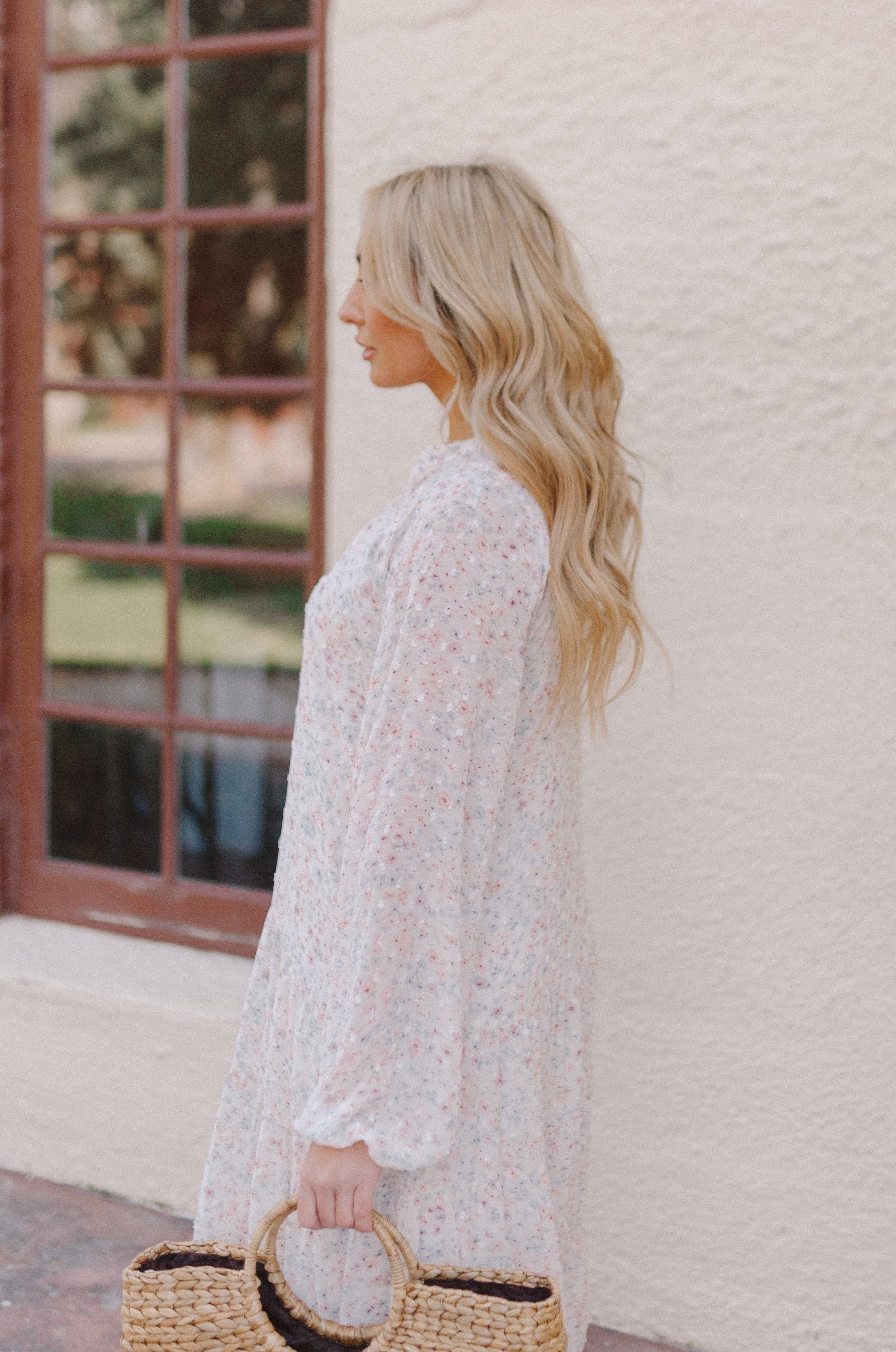 midi dress with Swiss dots