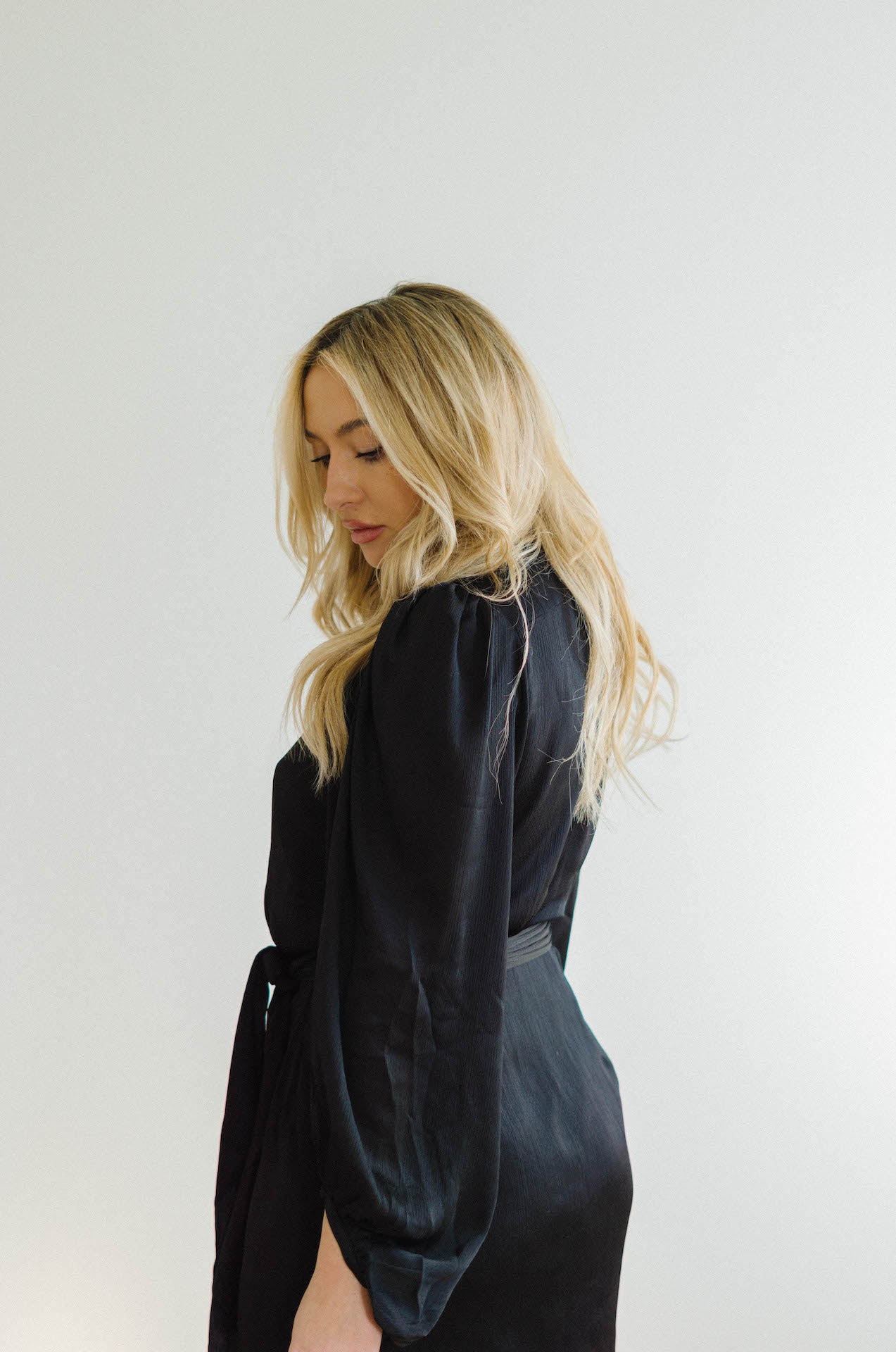 holiday sexy black wrap mini dress with long sleeves