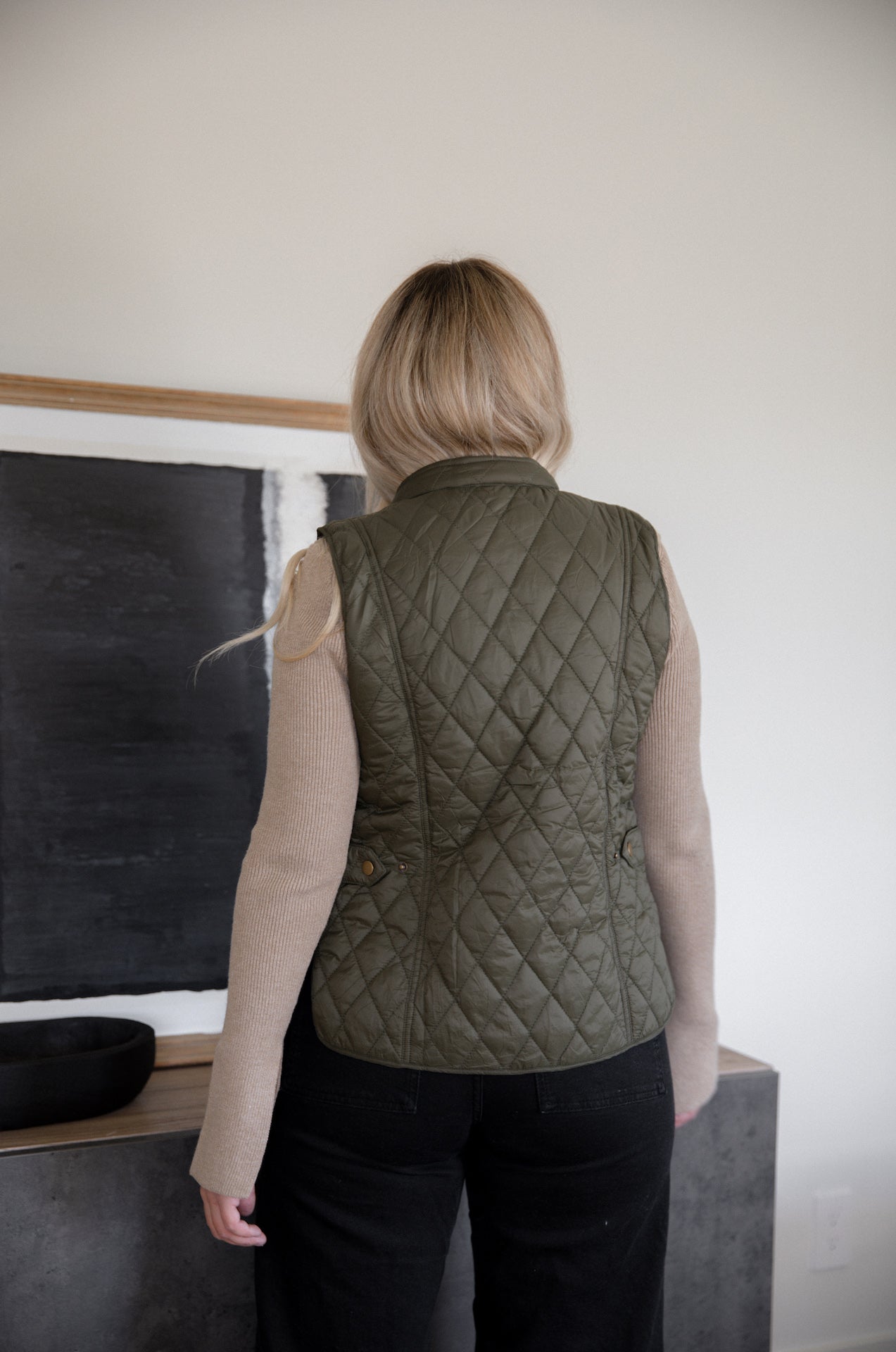 olive quilted vest