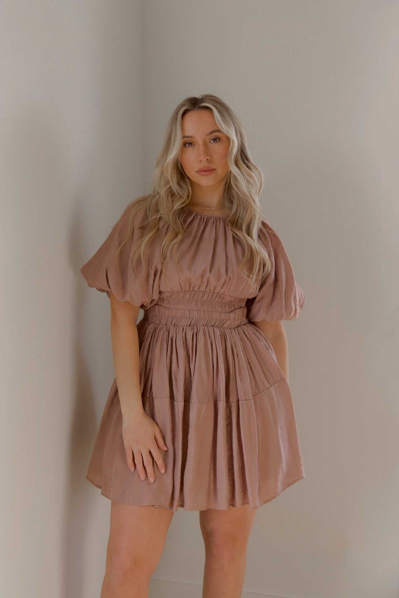 Cut Out Mini Dress - Dusty Mauve S Cut Out Mini Dress - Dusty Mauve S