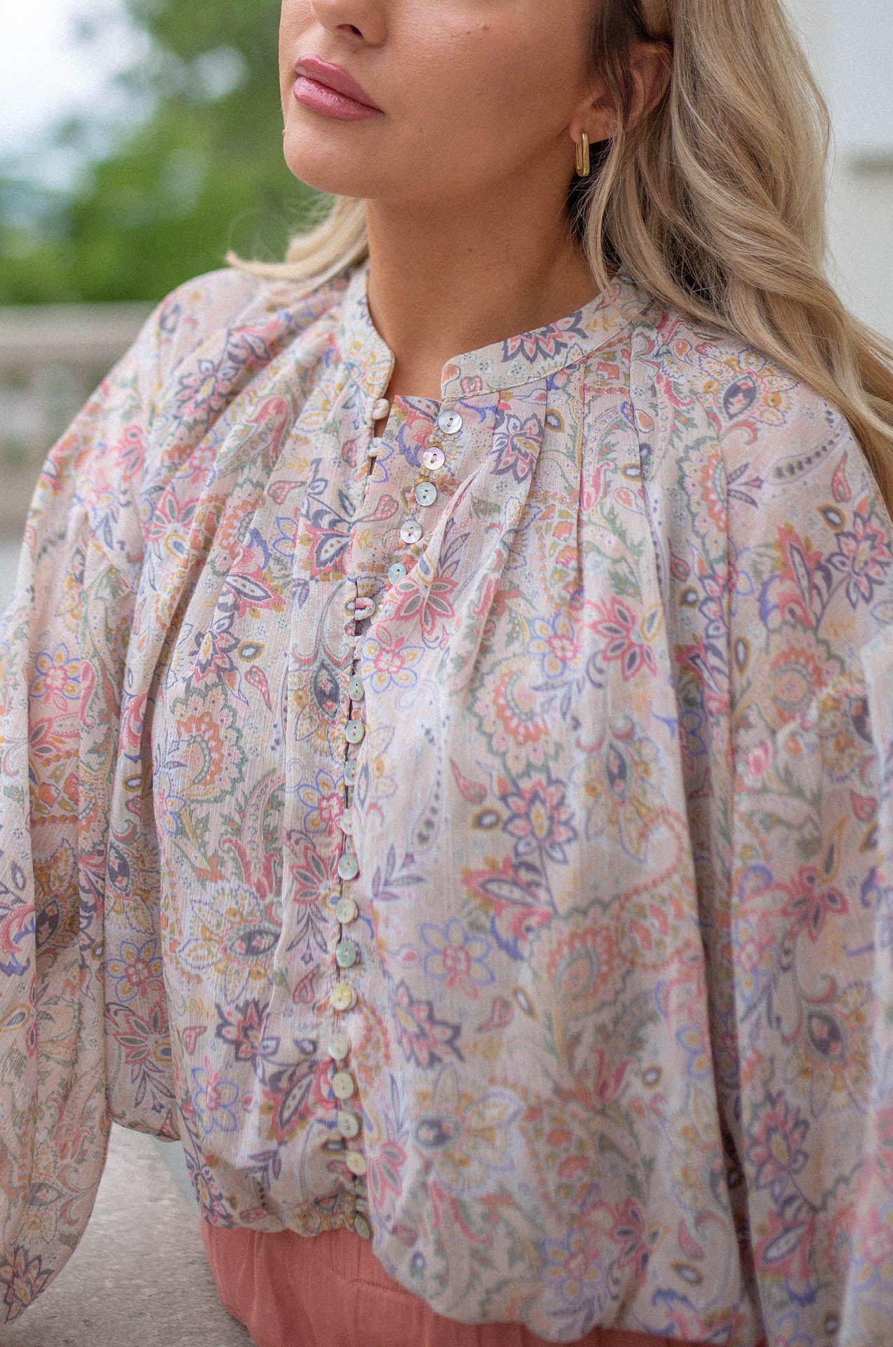 colorful paisley print blouse top