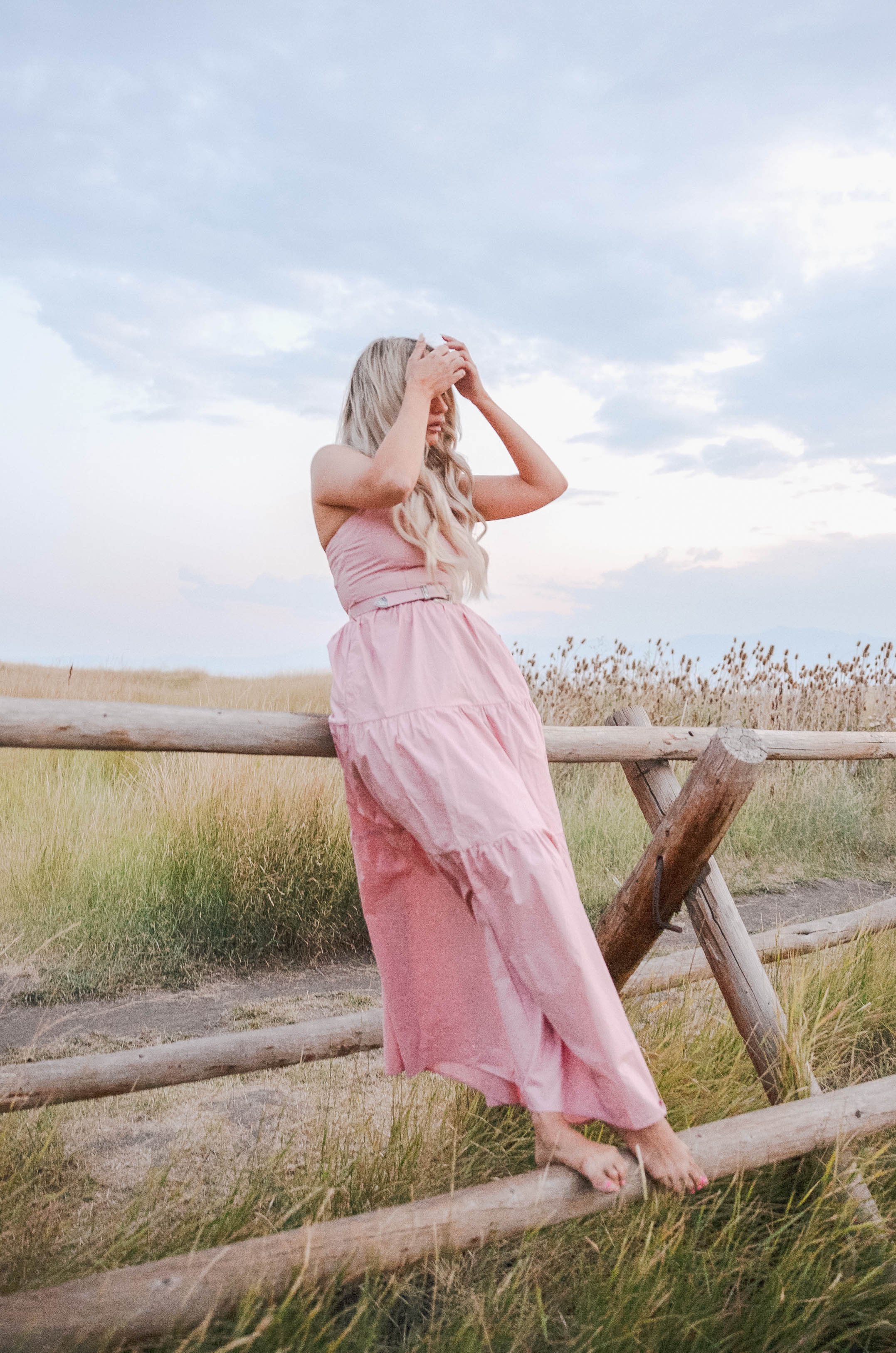 pink feminine maxi dress
