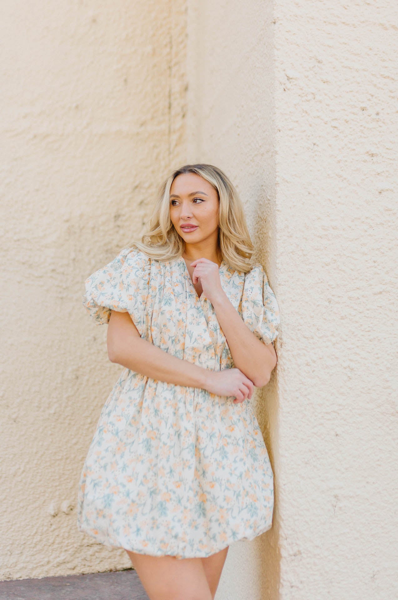 free the roses floral embroidered bubble mini dress with puff sleeves